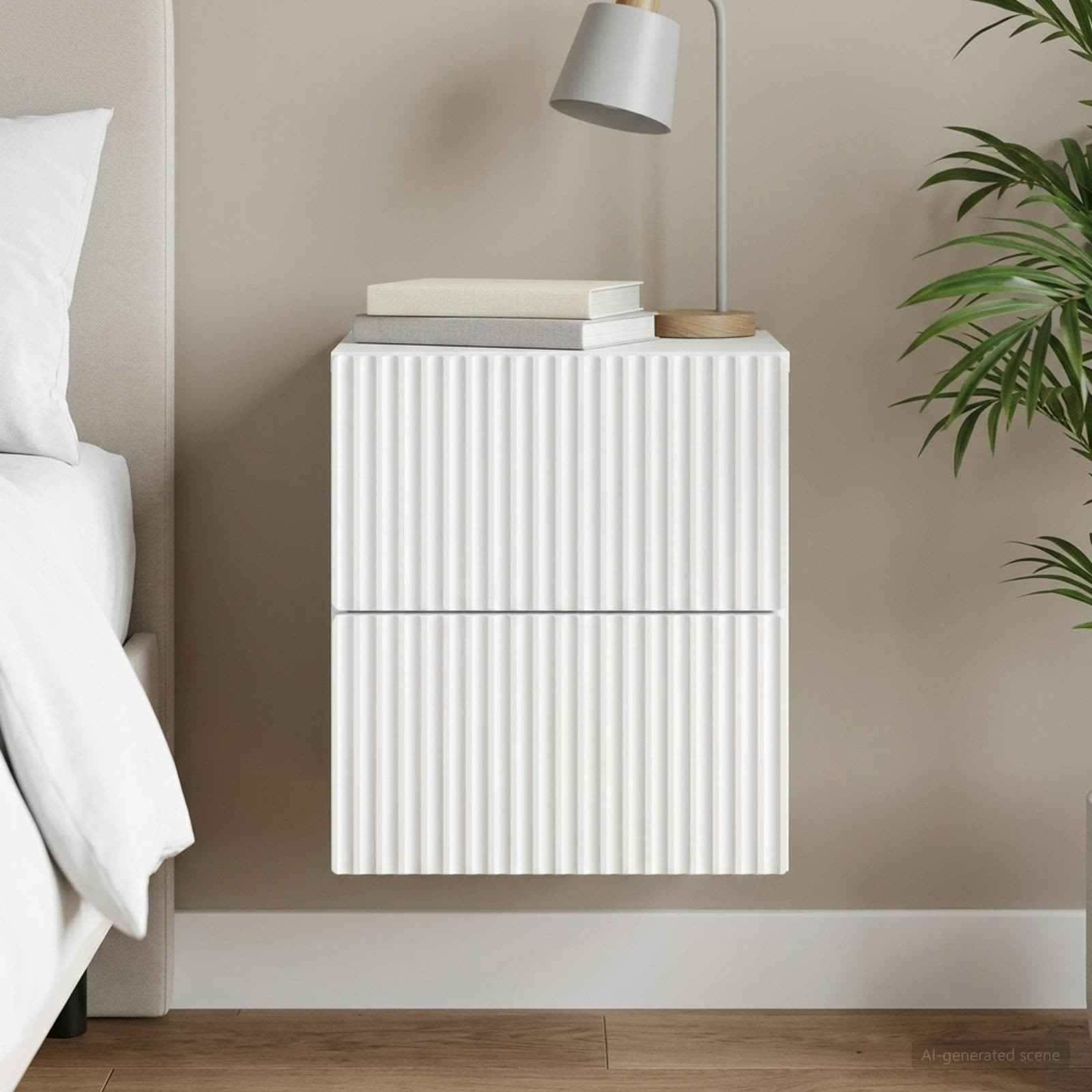 vidaXL Wandmontierter Nachttisch Weiß 33 x 34,5 x 40 cm Holzwerkstoff