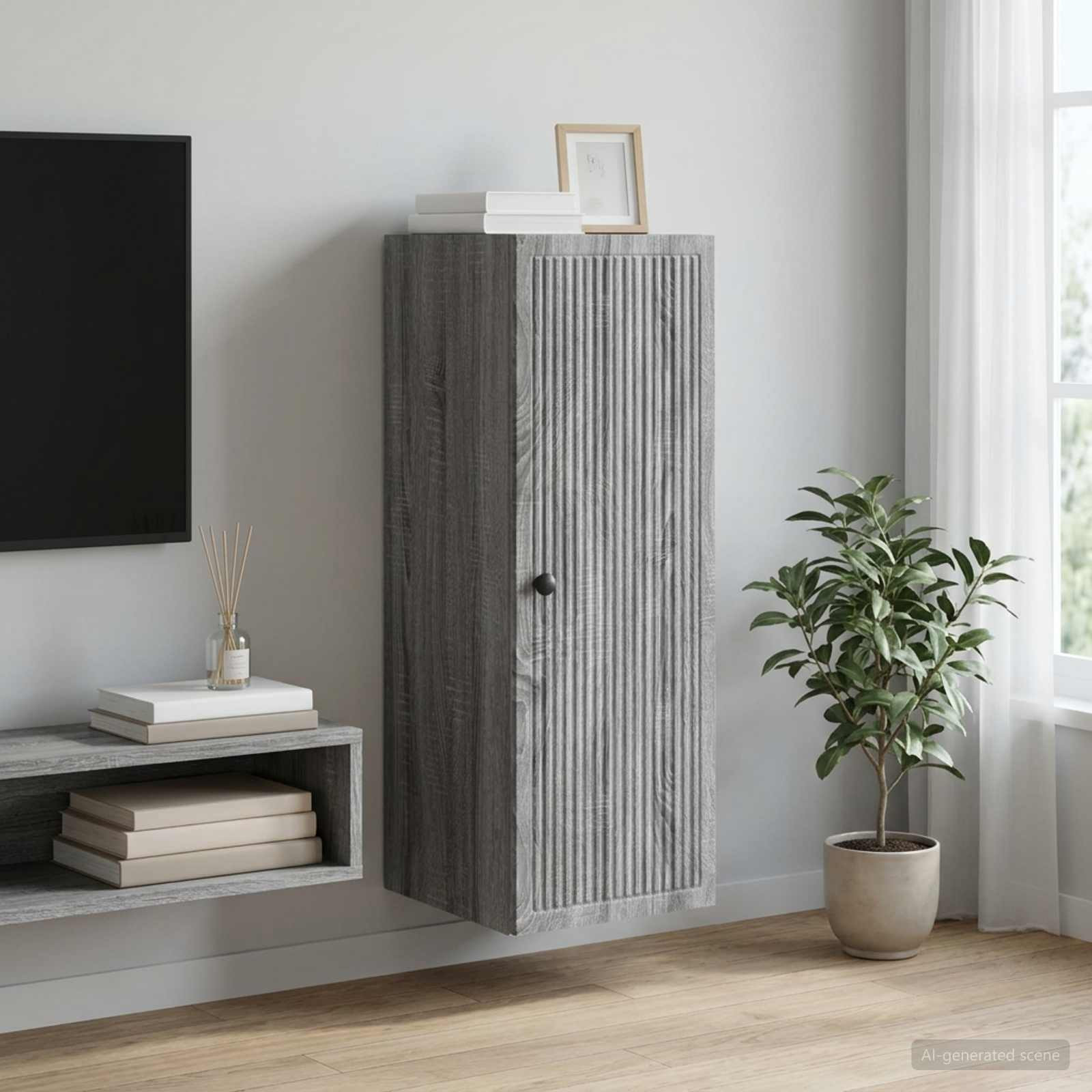 vidaXL Wandschrank Grau Sonoma 33 x 34,5 x 90 cm Holzwerkstoff