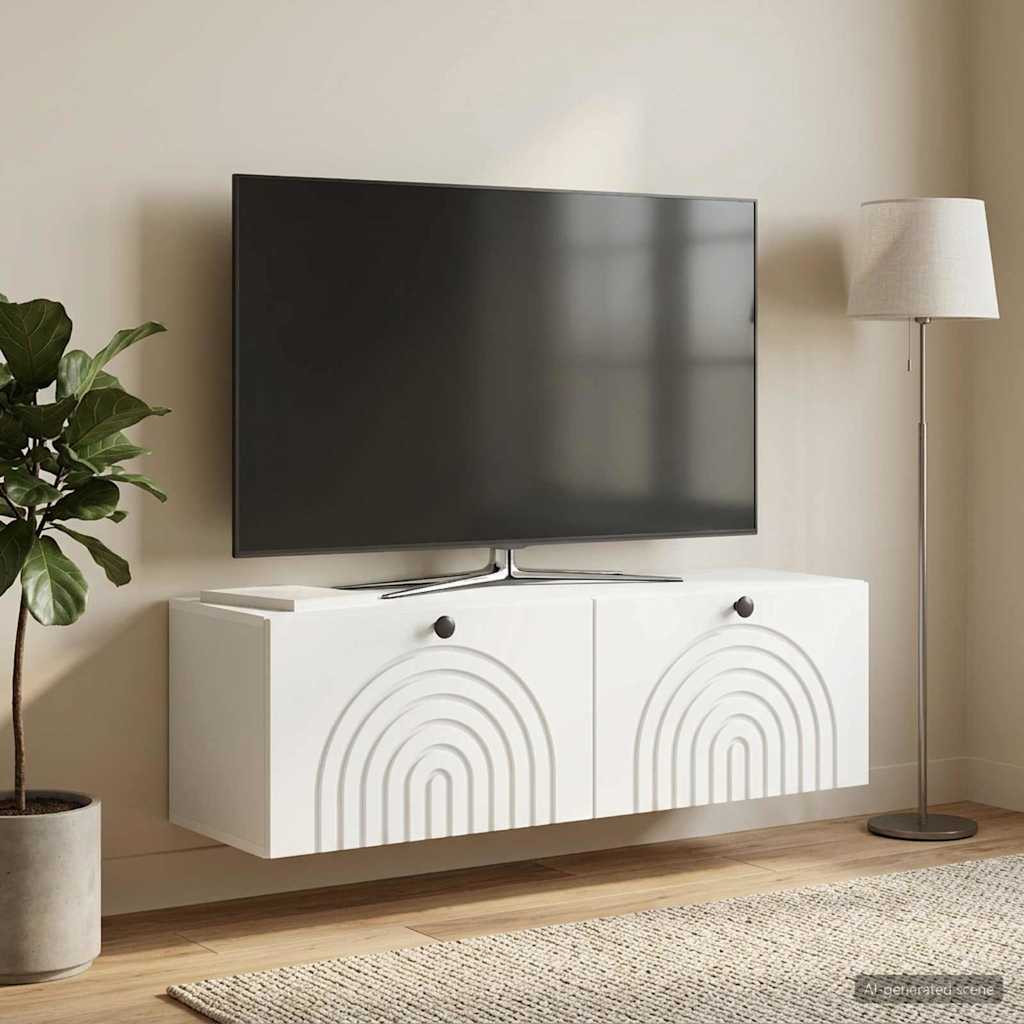 vidaXL Wandmontierter TV-Schrank Weiß 98 x 31 x 30 cm Holzwerkstoff