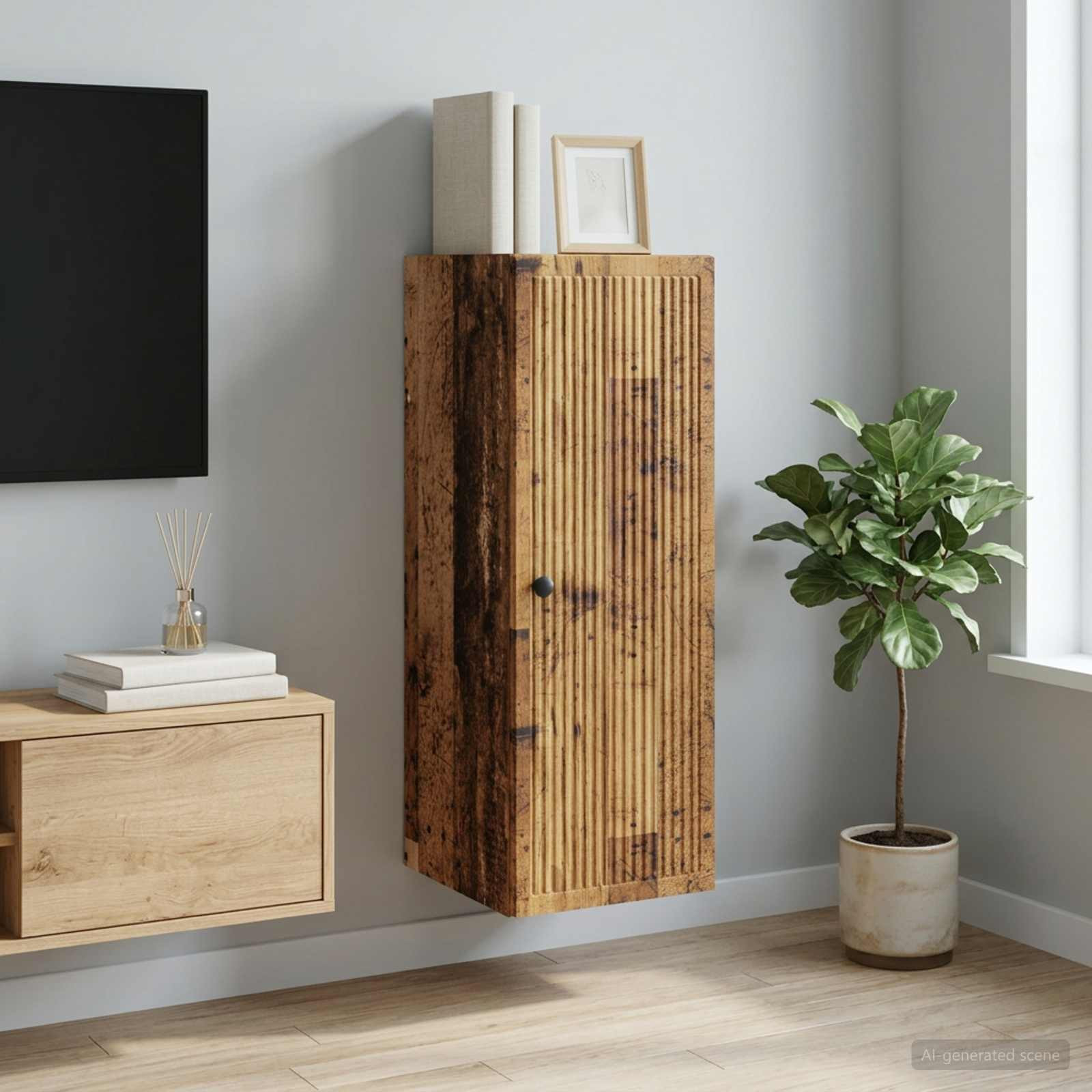 vidaXL Wandschrank Altholz 33 x 34,5 x 90 cm Holzwerkstoff