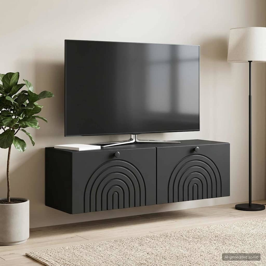 vidaXL Wandmontierter TV-Schrank Schwarz 98 x 31 x 30 cm Holzwerkstoff