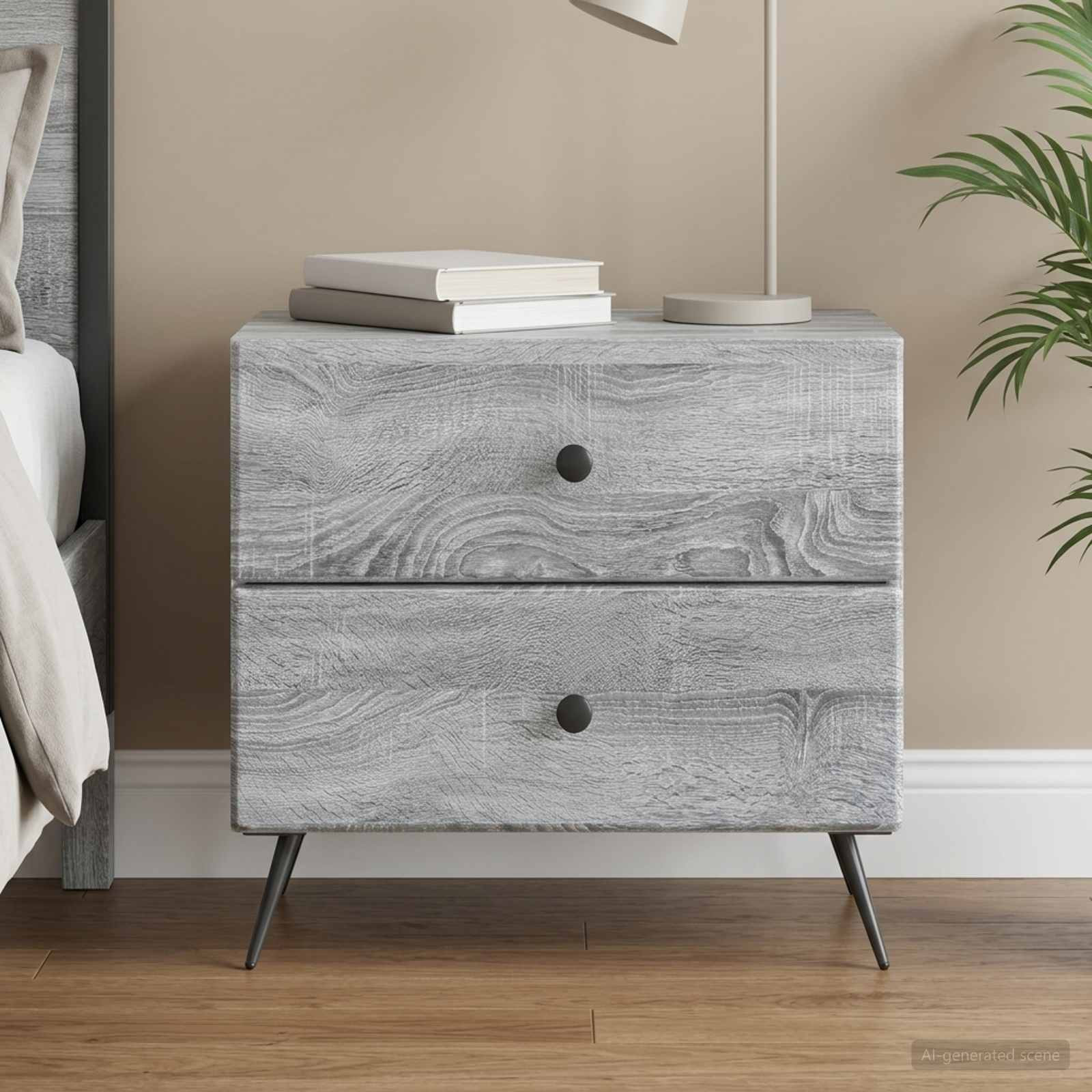 vidaXL Nachttisch Graues Sonoma 62 x 34,5 x 47,5 cm Holzwerkstoff