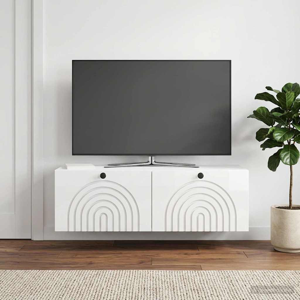 vidaXL Wandmontierter TV-Schrank Hochglanz Weiß 98 x 31 x 30 cm