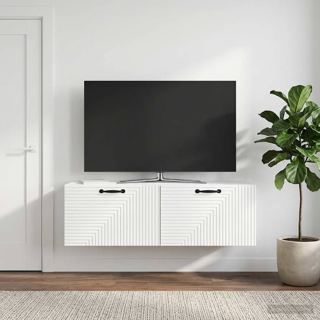 vidaXL Wandmontierter TV-Schrank Hochglanz Weiß 98 x 31 x 30 cm