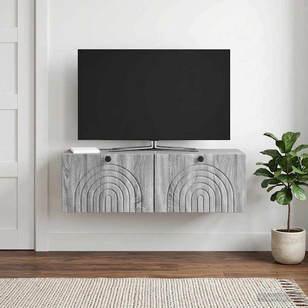 vidaXL Wandmontierter TV-Schrank Graues Sonoma 98 x 31 x 30 cm