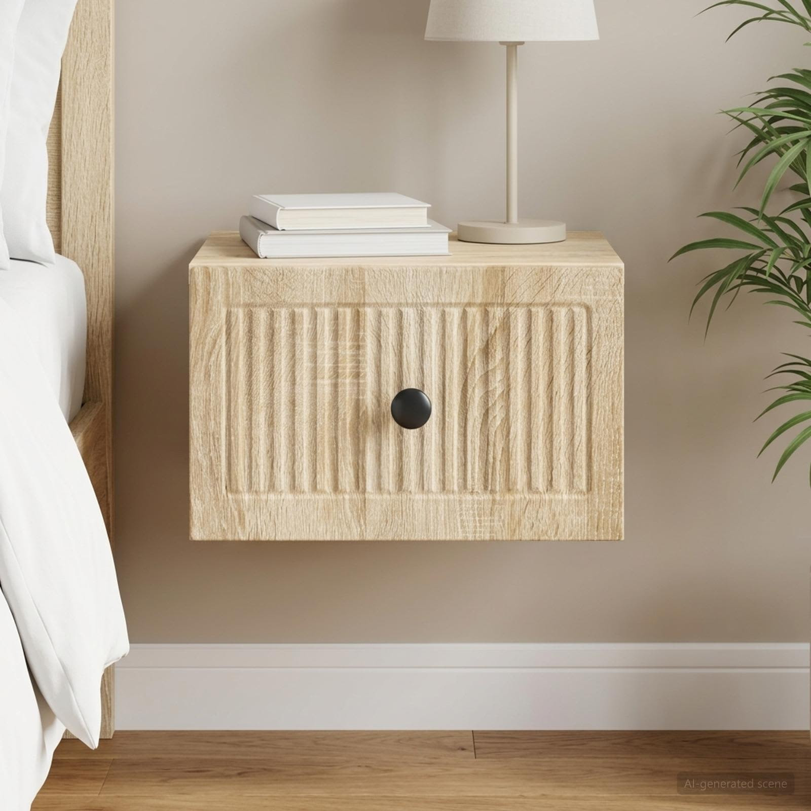 vidaXL Wandmontierter Nachttisch Sonoma-Eiche 33 x 34,5 x 20 cm