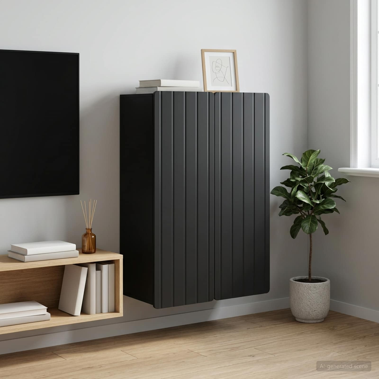 vidaXL Wandschrank Schwarz 66 x 34,5 x 92 cm Holzwerkstoff