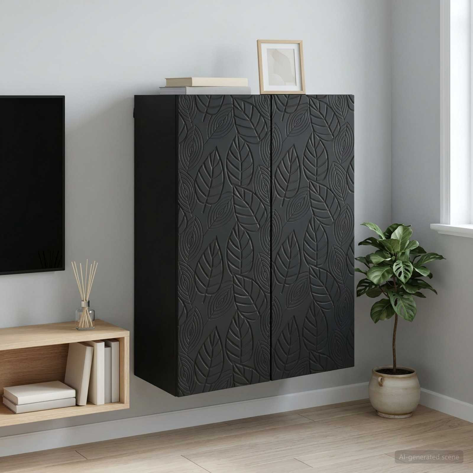 vidaXL Wandschrank Schwarz 66 x 34,5 x 90 cm Holzwerkstoff