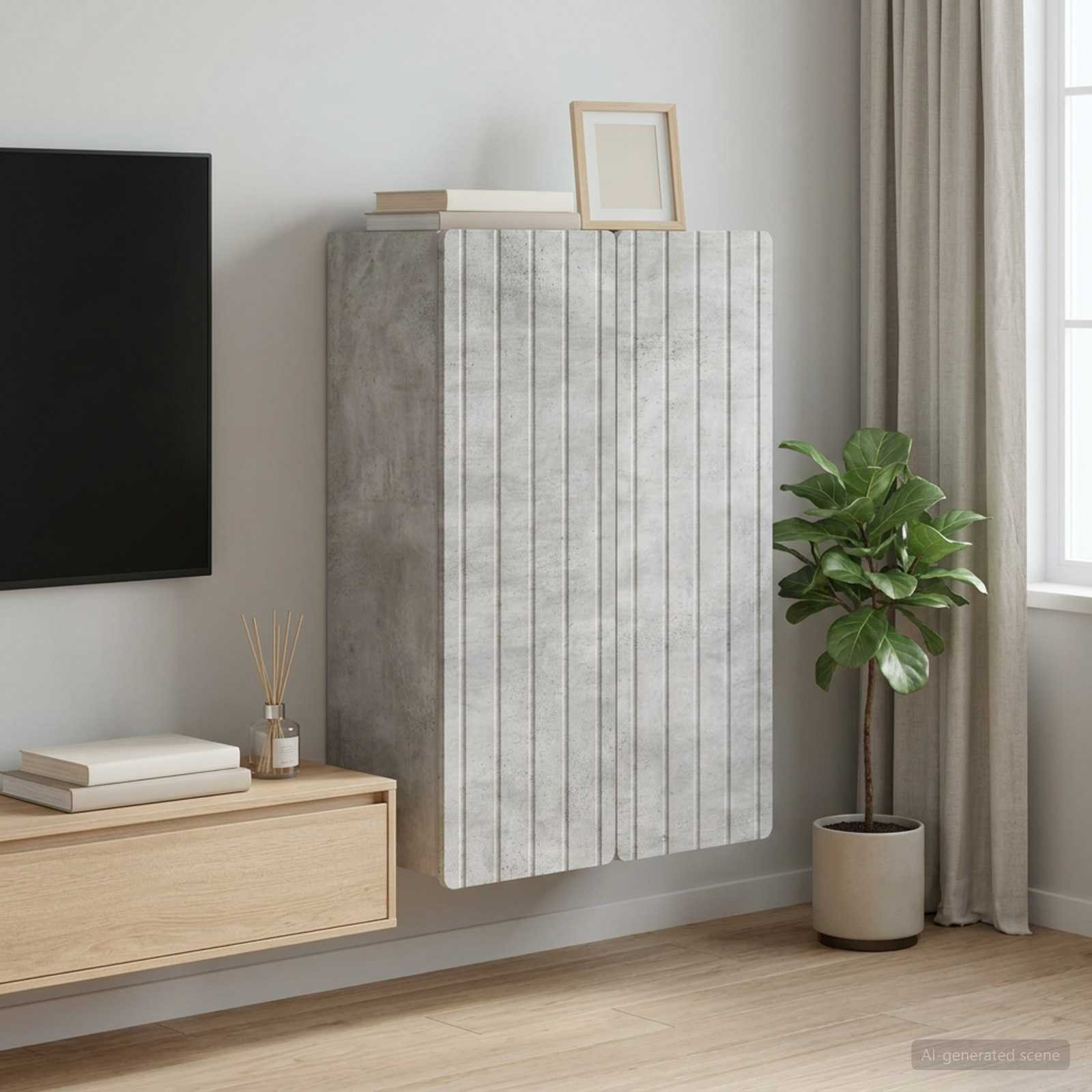 vidaXL Wandschrank Betongrau 66 x 34,5 x 92 cm Holzwerkstoff