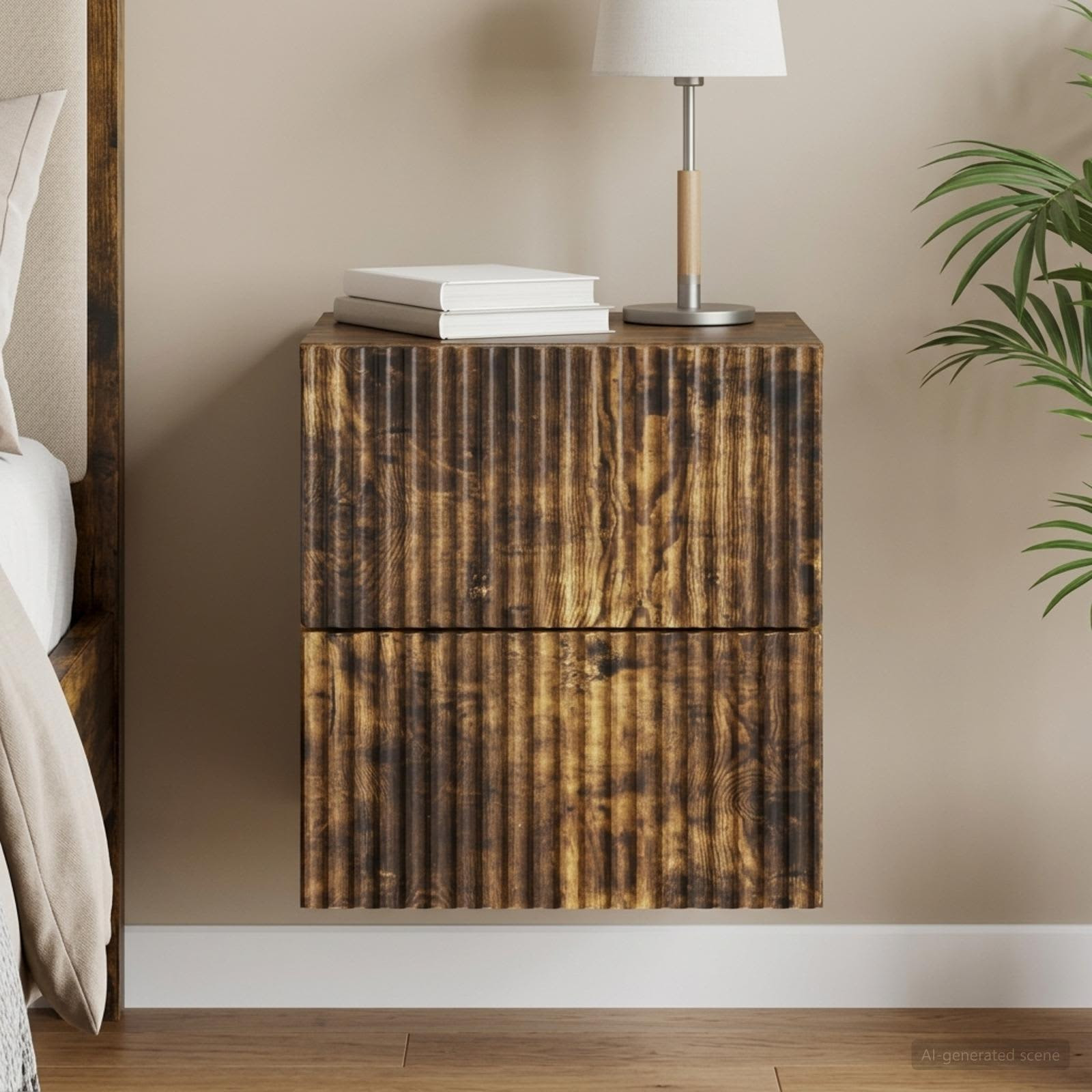 vidaXL Wandmontierter Nachttisch Geräucherte Eiche 33 x 34,5 x 40 cm