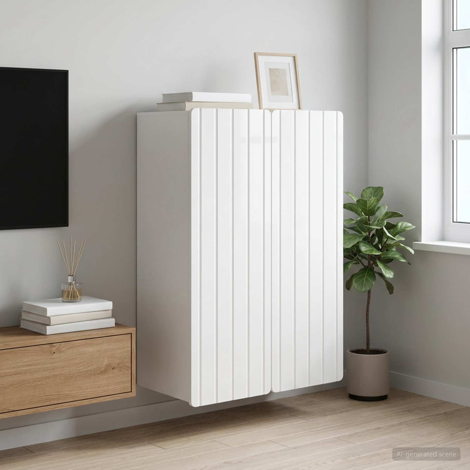 vidaXL Wandschrank Hochglanz Weiß 66 x 34,5 x 92 cm Holzwerkstoff