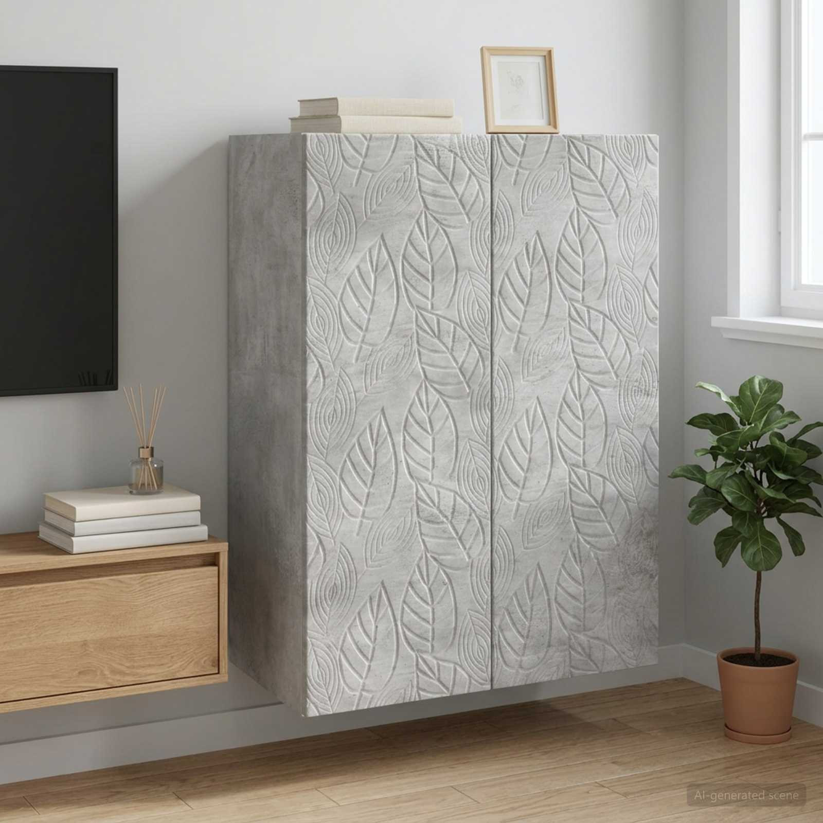 vidaXL Wandschrank Betongrau 66 x 34,5 x 90 cm Holzwerkstoff