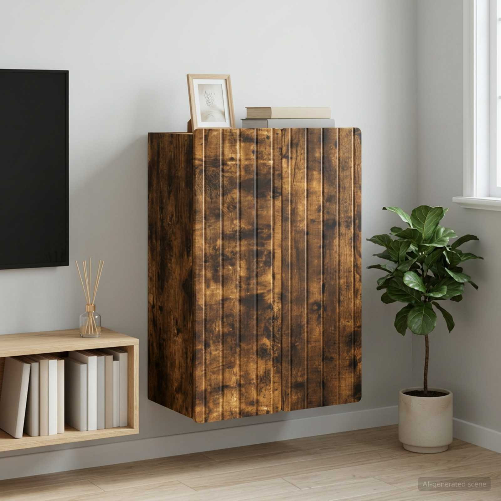 vidaXL Wandschrank Geräucherte Eiche 66 x 34,5 x 92 cm Holzwerkstoff