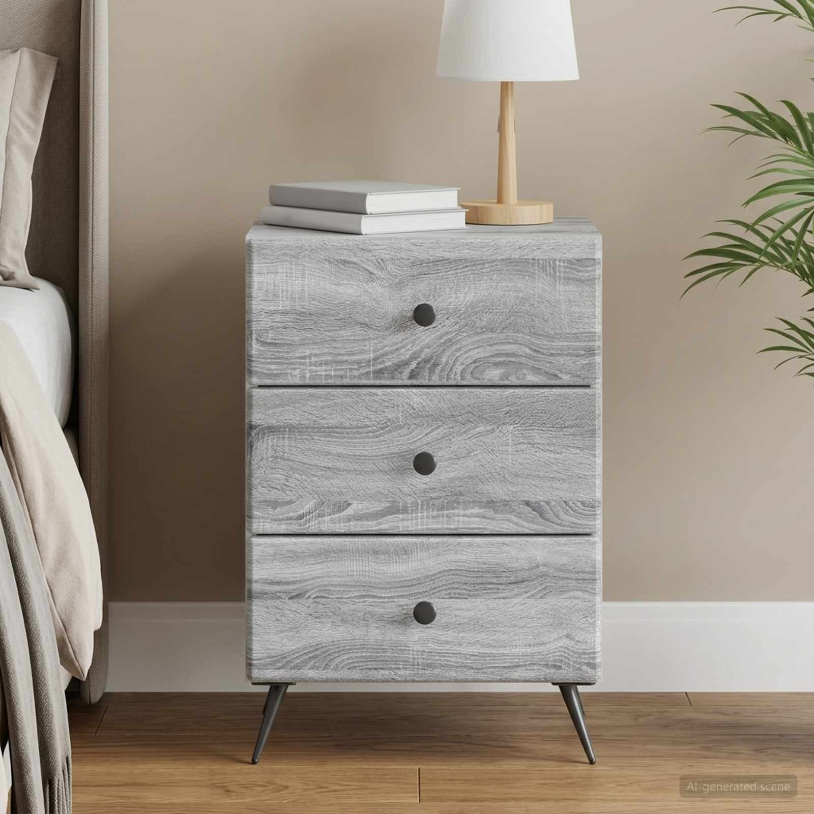 vidaXL Nachttisch Graues Sonoma 43 x 41 x 66,5 cm Holzwerkstoff