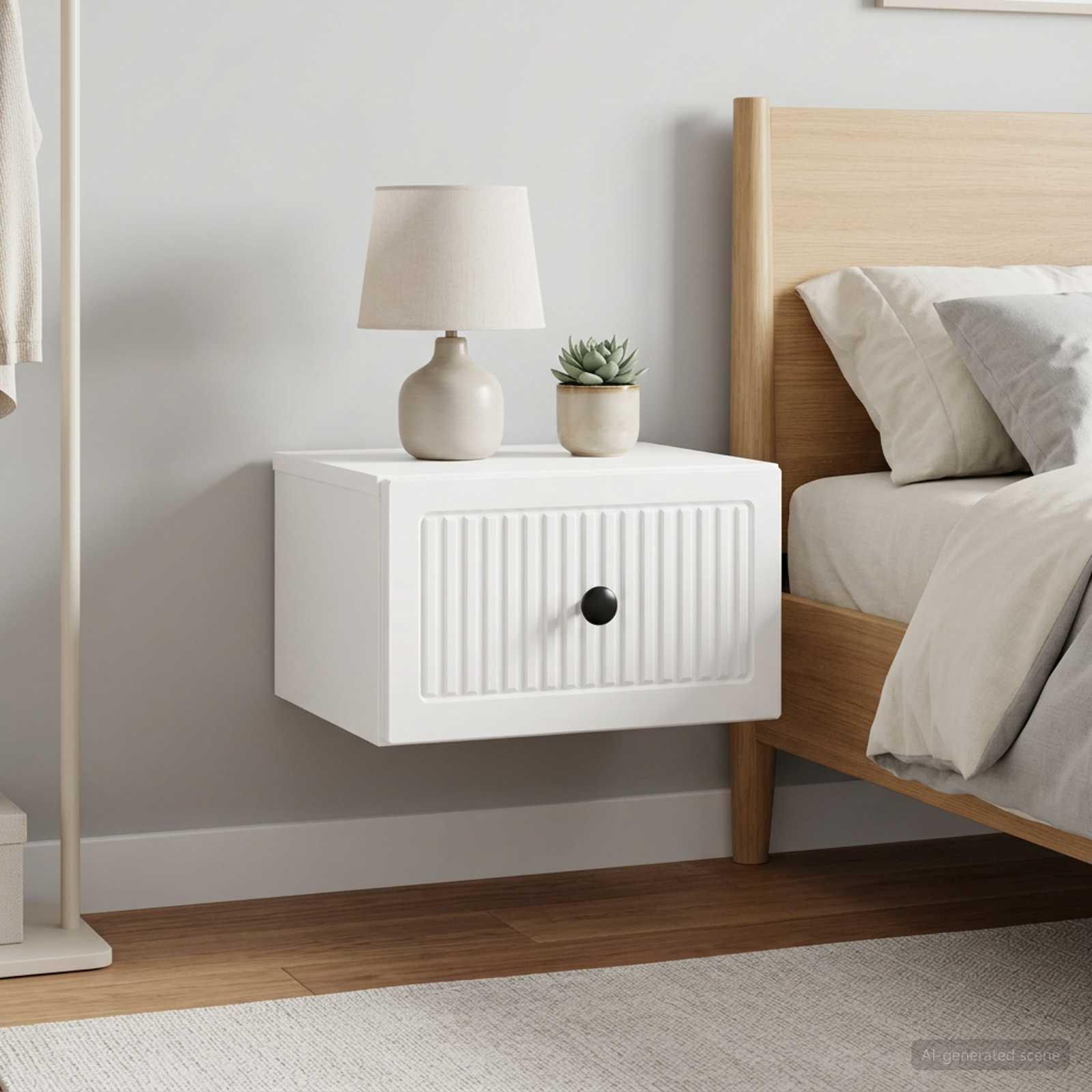 vidaXL Wandmontierter Nachttisch 2 pcs Hochglanz Weiß Holzwerkstoff