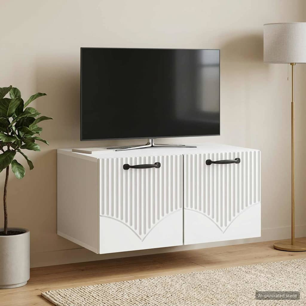 vidaXL Wandmontierter TV-Schrank Weiß 59,5 x 41 x 30 cm Holzwerkstoff