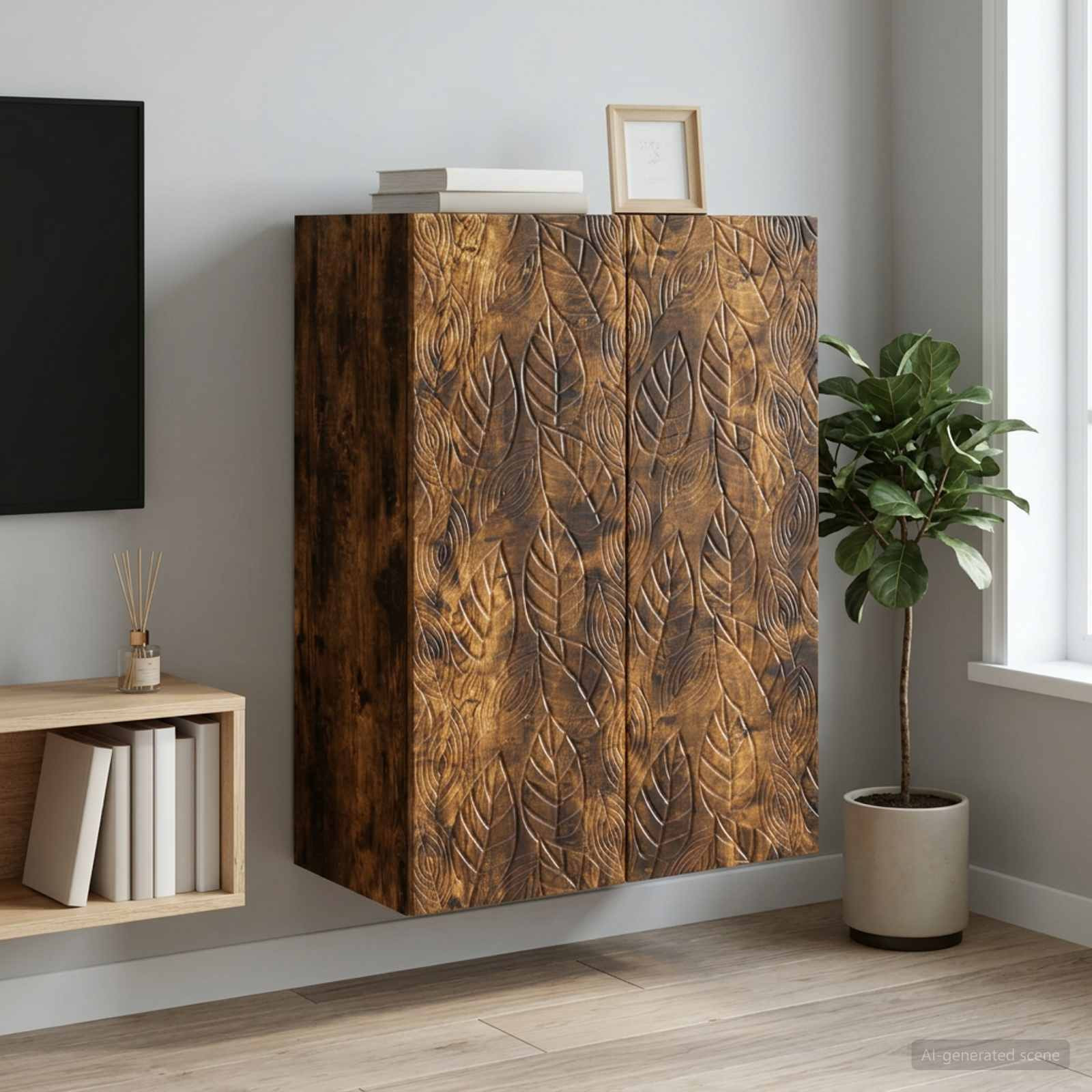 vidaXL Wandschrank Geräucherte Eiche 66 x 34,5 x 90 cm Holzwerkstoff
