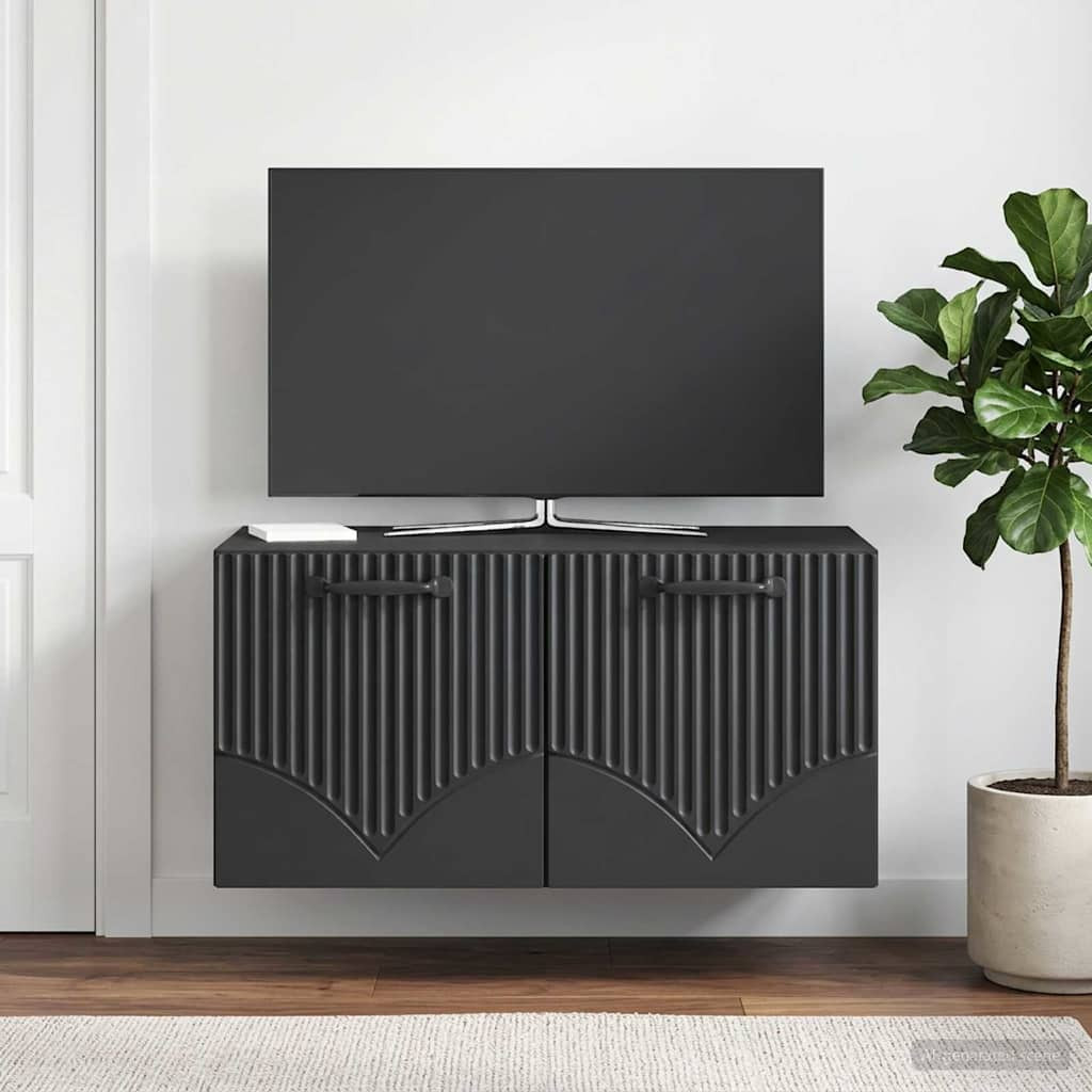 vidaXL Wandmontierter TV-Schrank Schwarz 59,5 x 41 x 30 cm