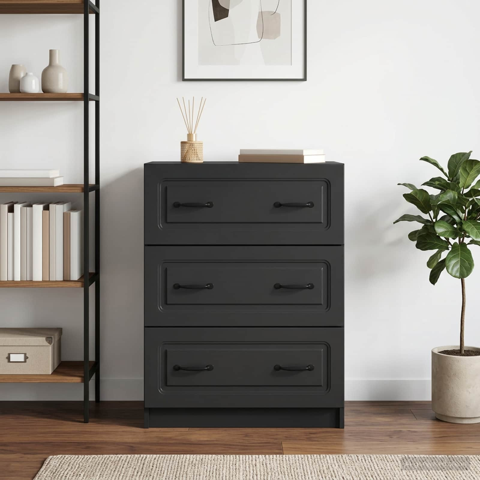 vidaXL Schubladenschrank Schwarz 66 x 34,5 x 87 cm Holzwerkstoff
