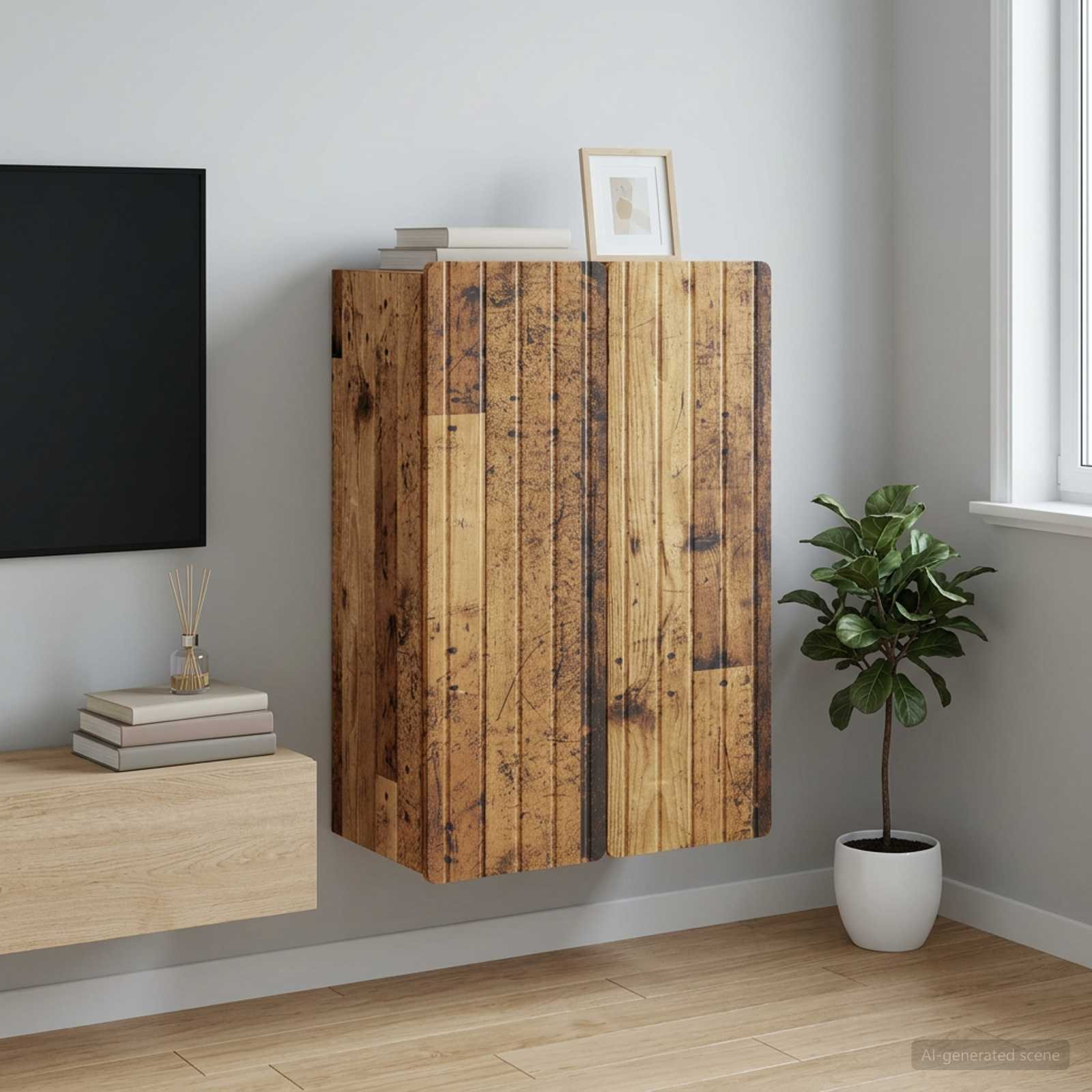 vidaXL Wandschrank Altholz 66 x 34,5 x 92 cm Holzwerkstoff
