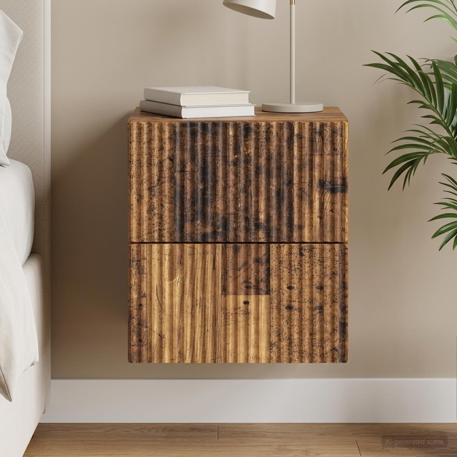 vidaXL Wandmontierter Nachttisch Altholz 33 x 34,5 x 40 cm