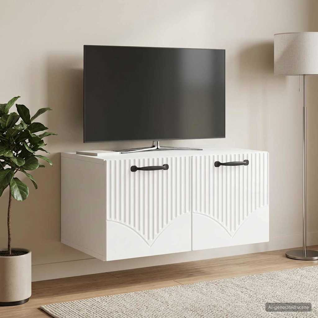 vidaXL Wandmontierter TV-Schrank Hochglanz Weiß 59,5 x 41 x 30 cm