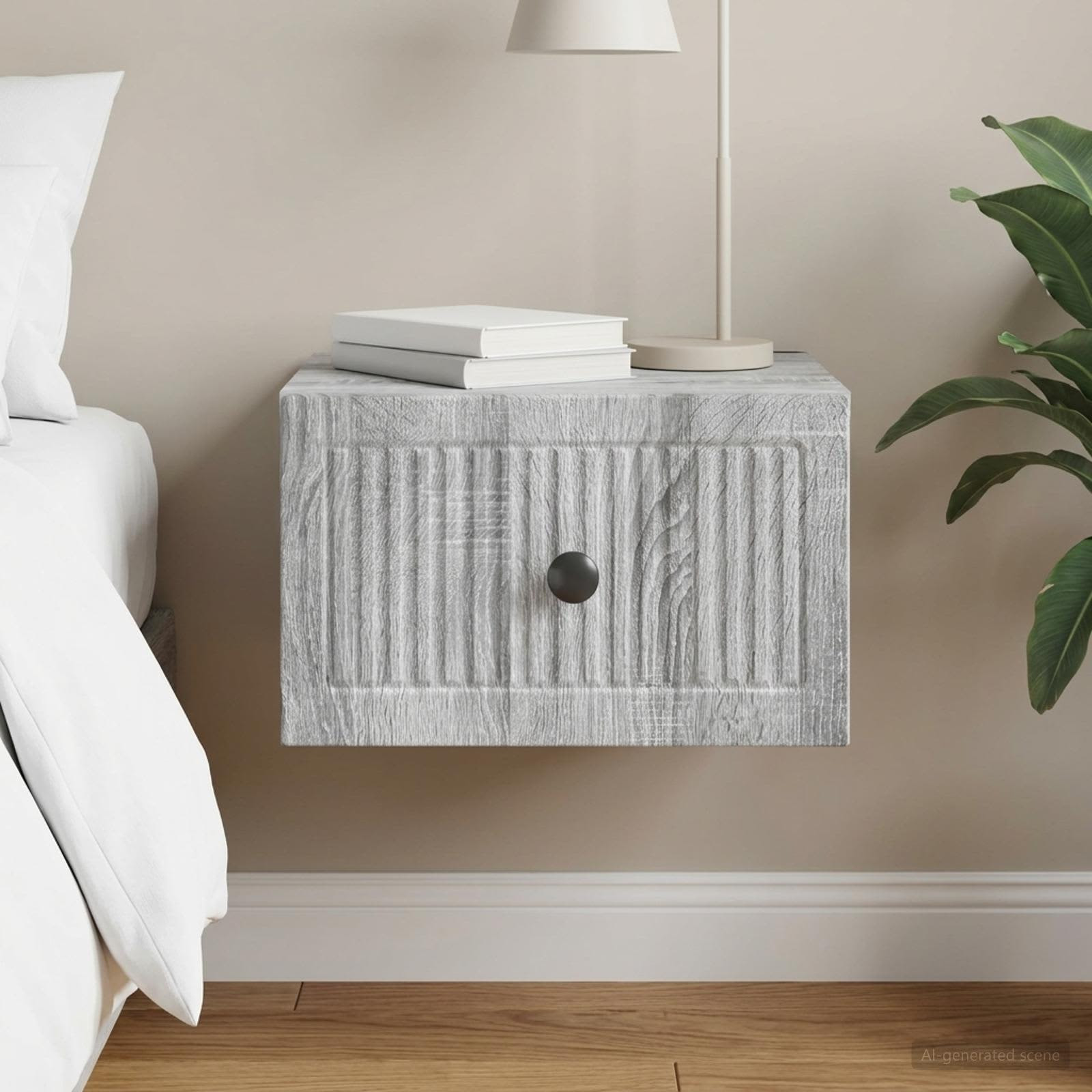 vidaXL Wandmontierter Nachttisch Graues Sonoma 33 x 34,5 x 20 cm