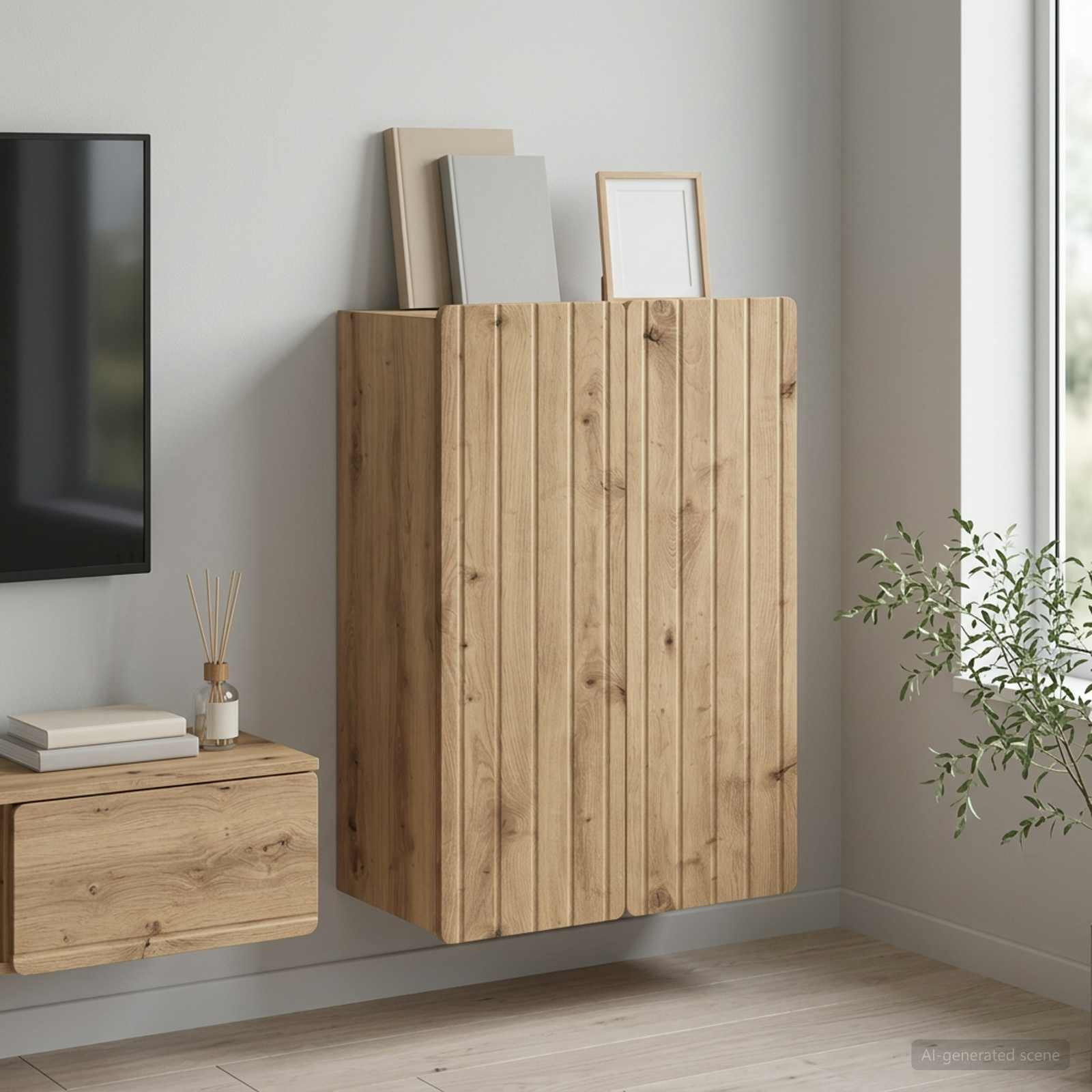 vidaXL Wandschrank 66 x 34,5 x 92 cm Holzwerkstoff Artisan-Eiche