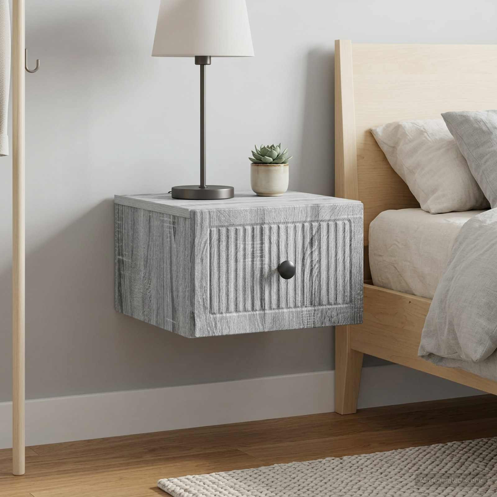 vidaXL Wandmontierter Nachttisch 2 pcs Graues Sonoma 33 x 34,5 x 20 cm