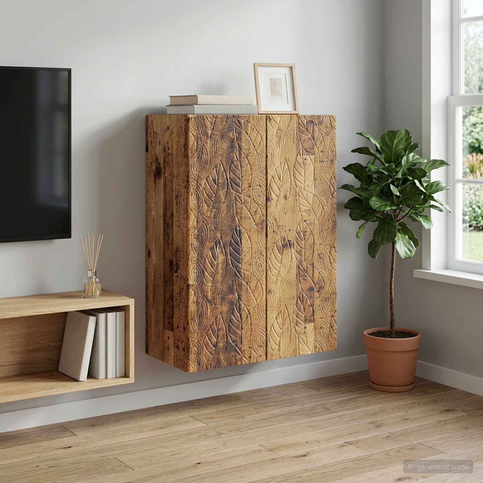 vidaXL Wandschrank Altholz 66 x 34,5 x 90 cm Holzwerkstoff