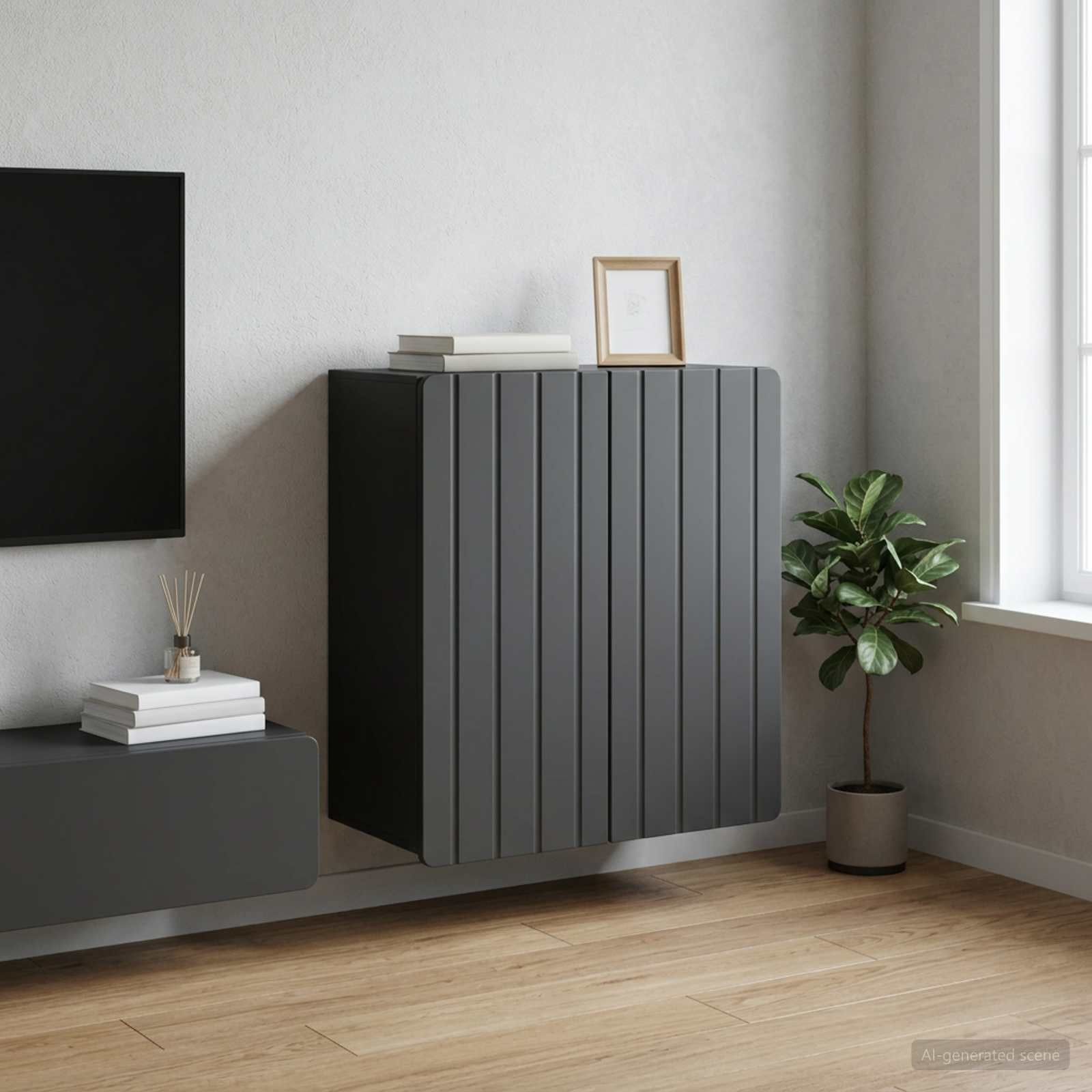 vidaXL Wandschrank Schwarz 59 x 31 x 64 cm Holzwerkstoff