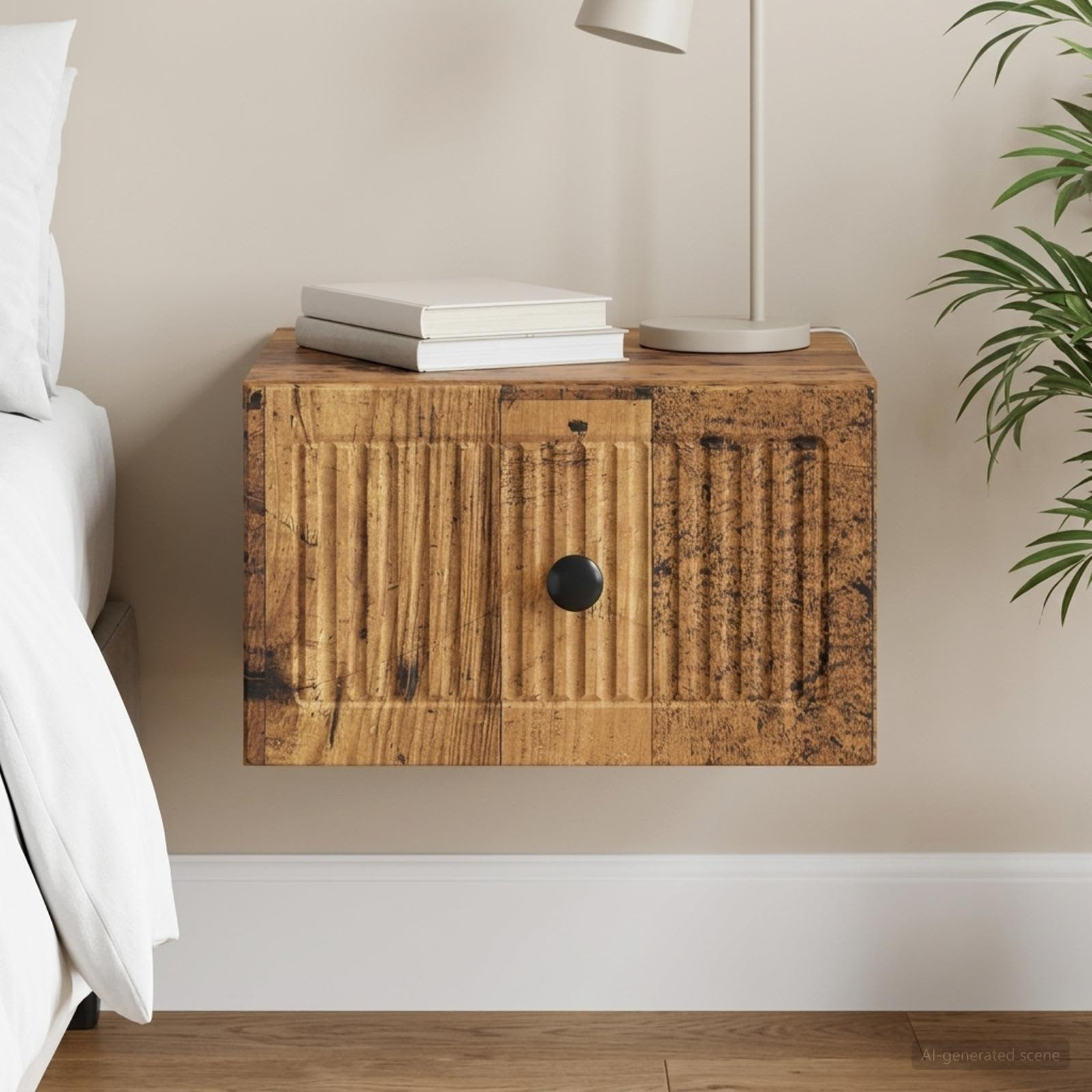 vidaXL Wandmontierter Nachttisch Altholz 33 x 34,5 x 20 cm