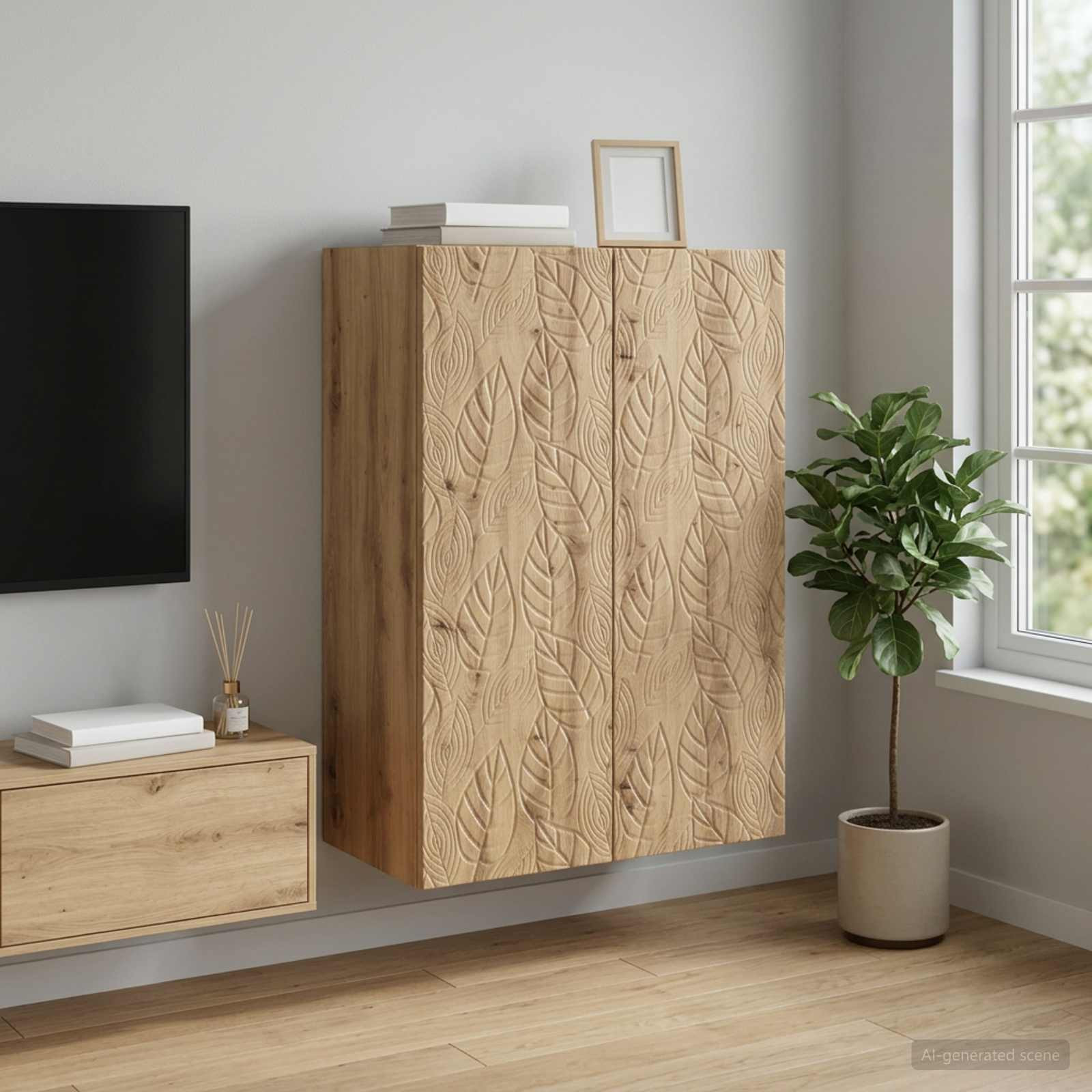 vidaXL Wandschrank 66 x 34,5 x 90 cm Holzwerkstoff Artisan-Eiche