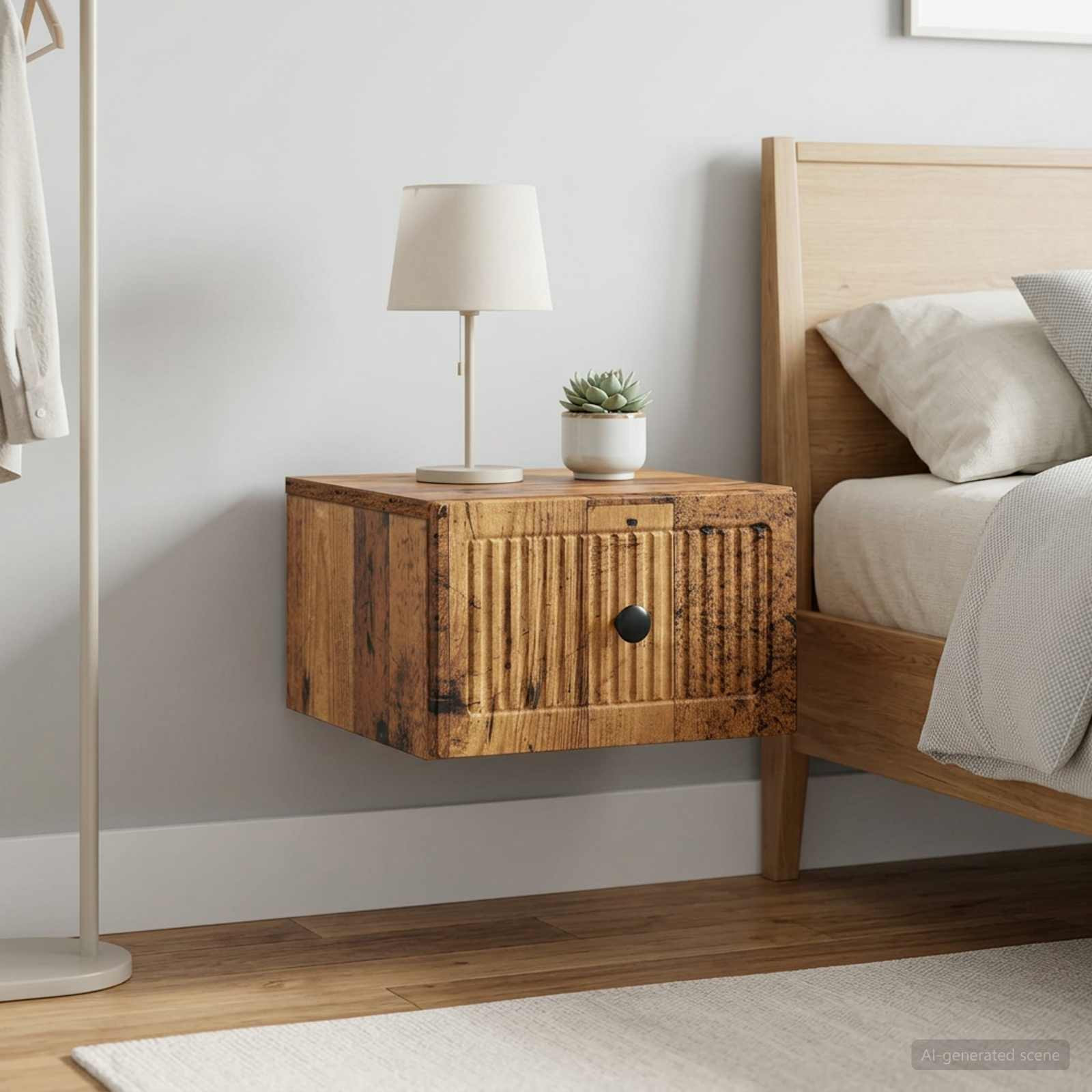 vidaXL Wandmontierter Nachttisch 2 pcs Altholz 33 x 34,5 x 20 cm