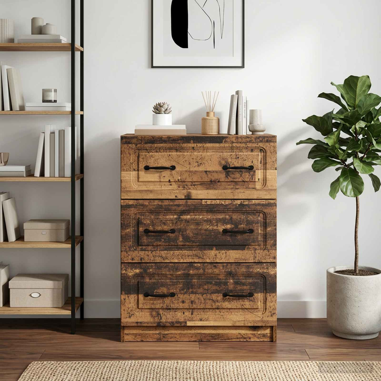 vidaXL Schubladenschrank Altholz 66 x 34,5 x 87 cm Holzwerkstoff