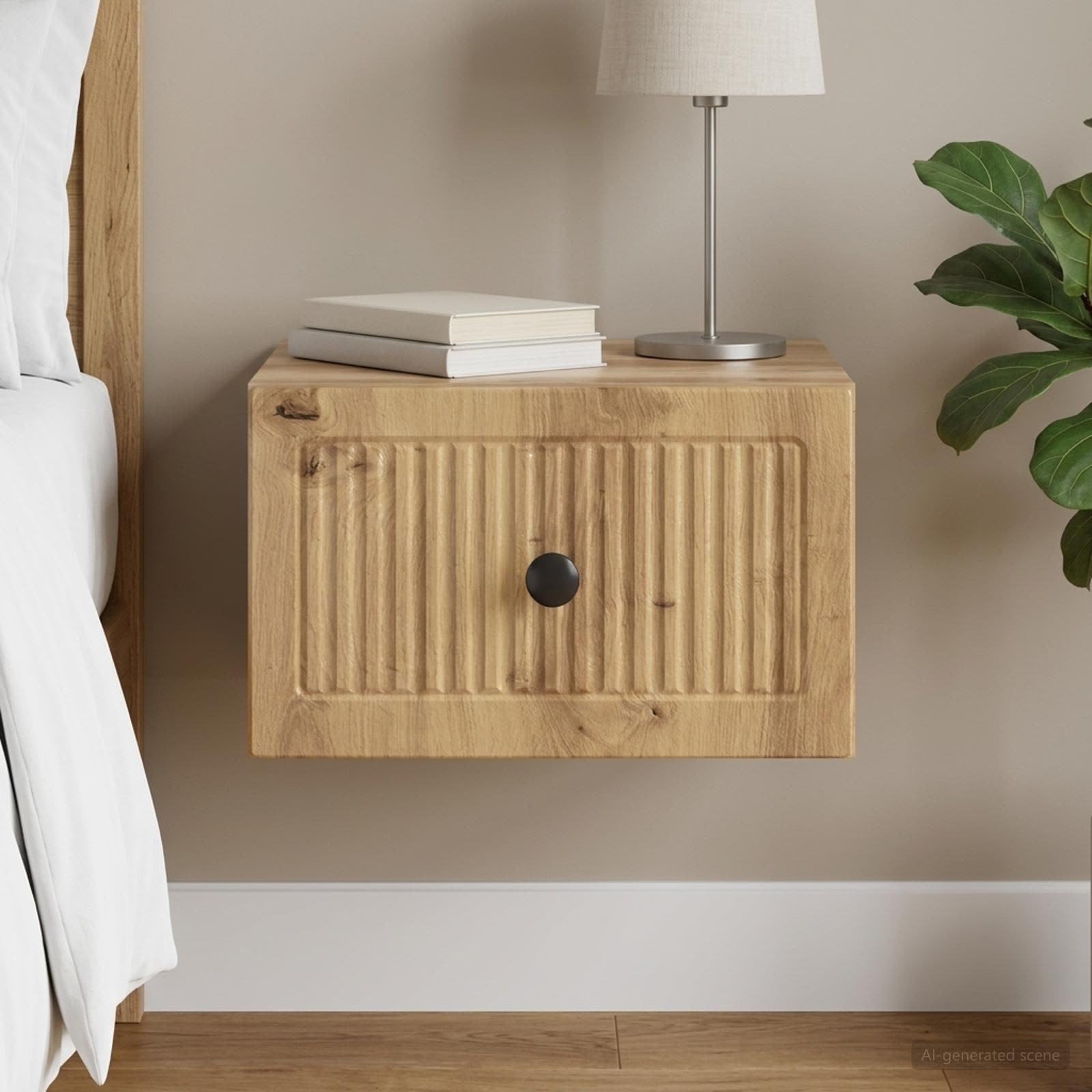 vidaXL Wandmontierter Nachttisch Artisan-Eiche 33 x 34,5 x 20 cm
