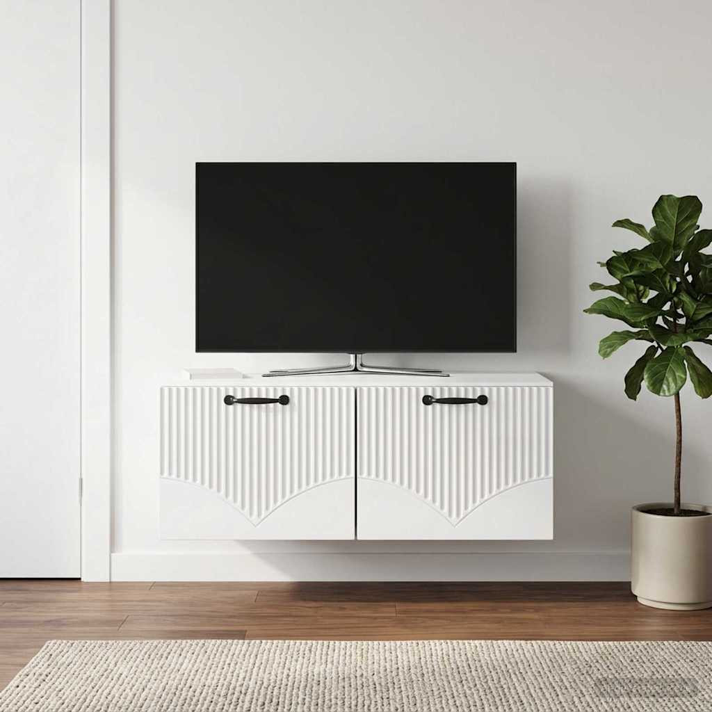 vidaXL Wandmontierter TV-Schrank Hochglanz Weiß 78,5 x 41 x 30 cm
