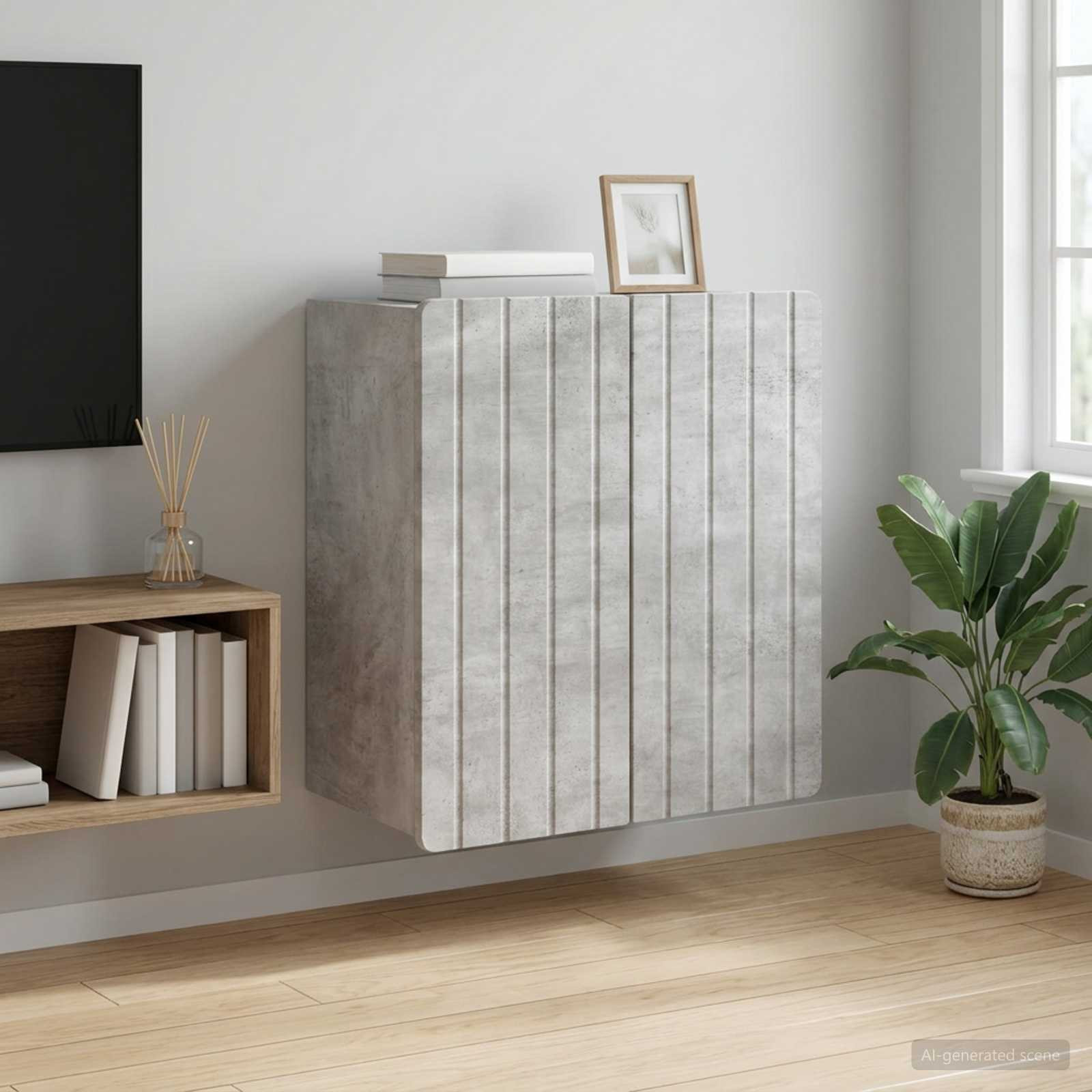 vidaXL Wandschrank Betongrau 59 x 31 x 64 cm Holzwerkstoff