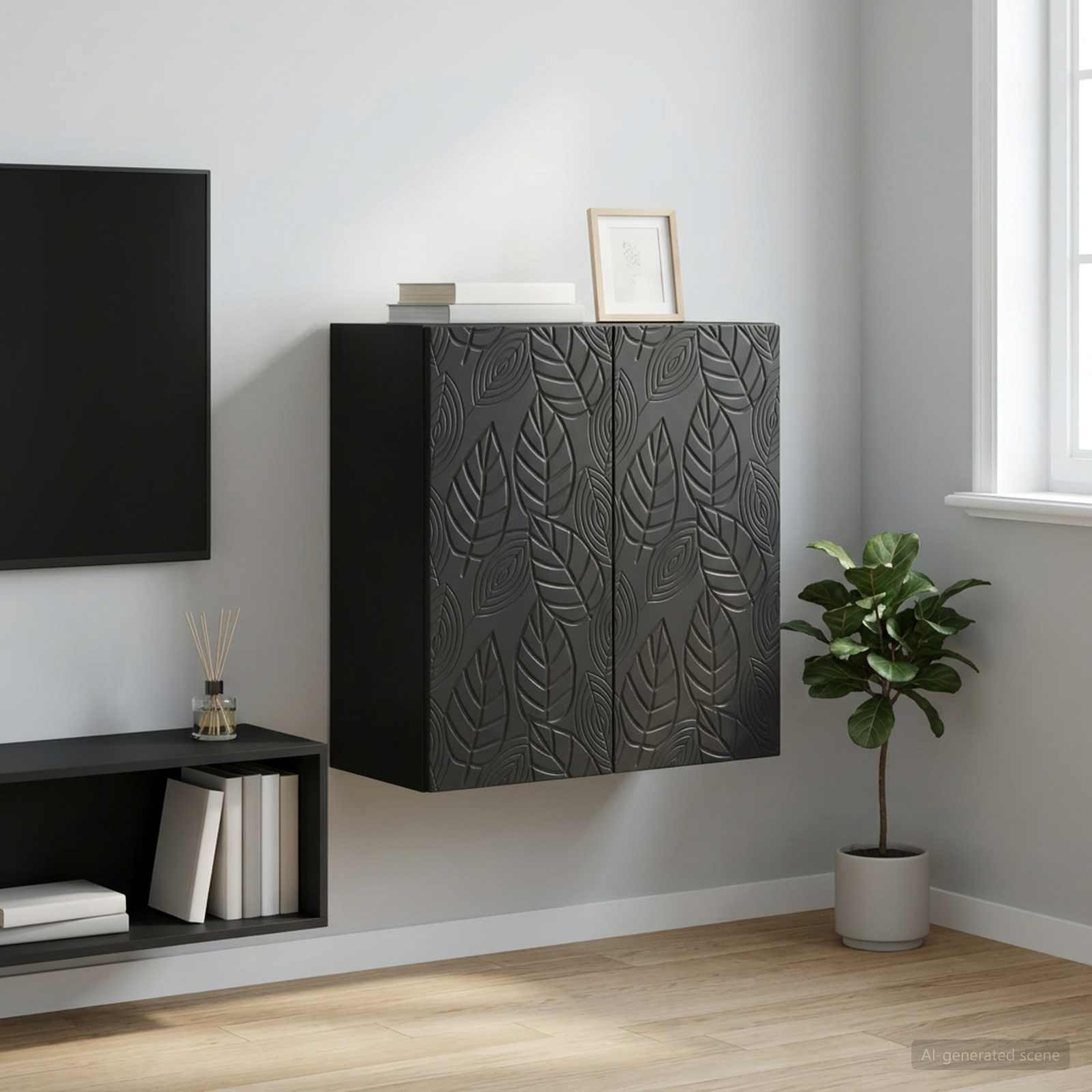vidaXL Wandschrank Schwarz 59 x 31 x 60 cm Holzwerkstoff