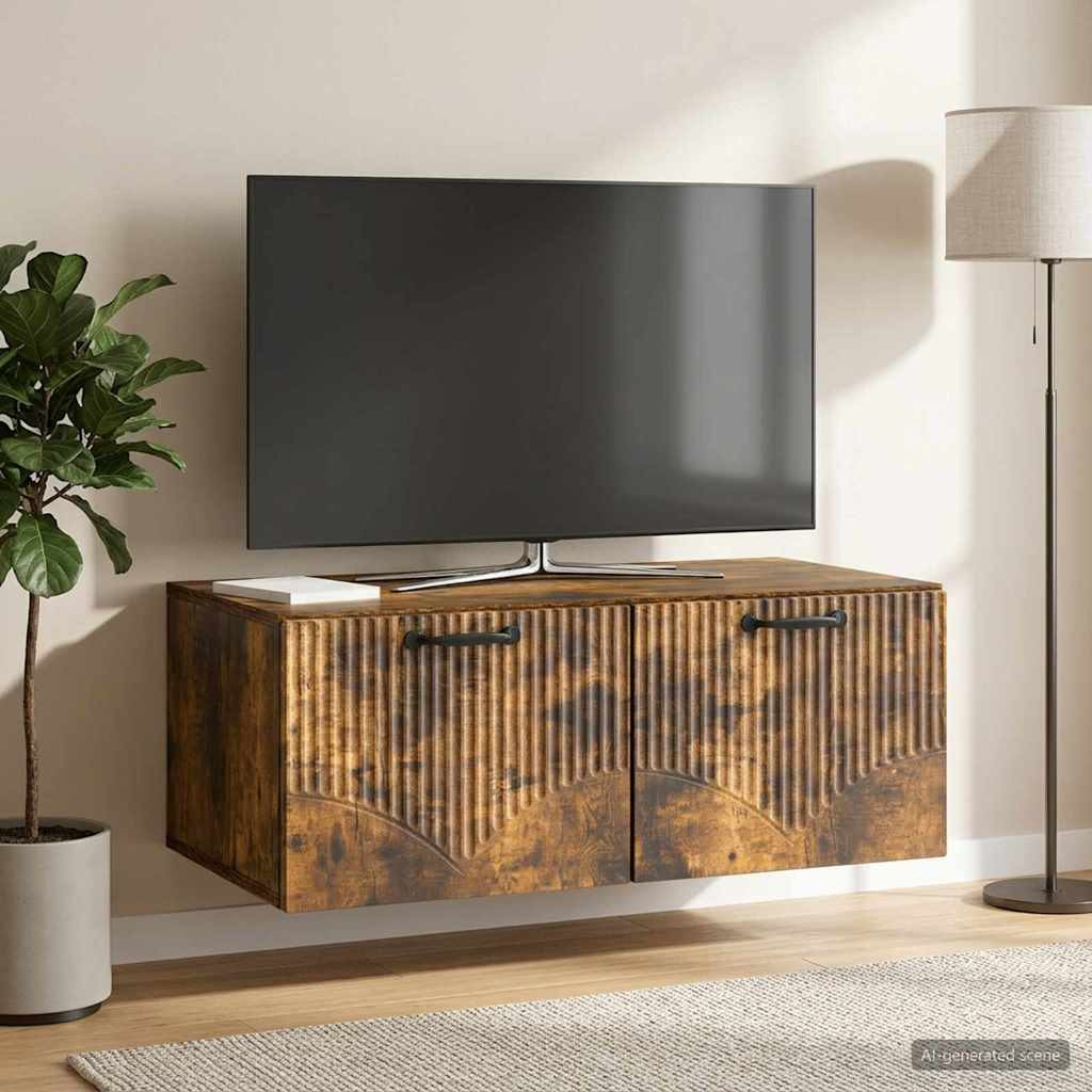 vidaXL Wandmontierter TV-Schrank Geräucherte Eiche 78,5 x 41 x 30 cm