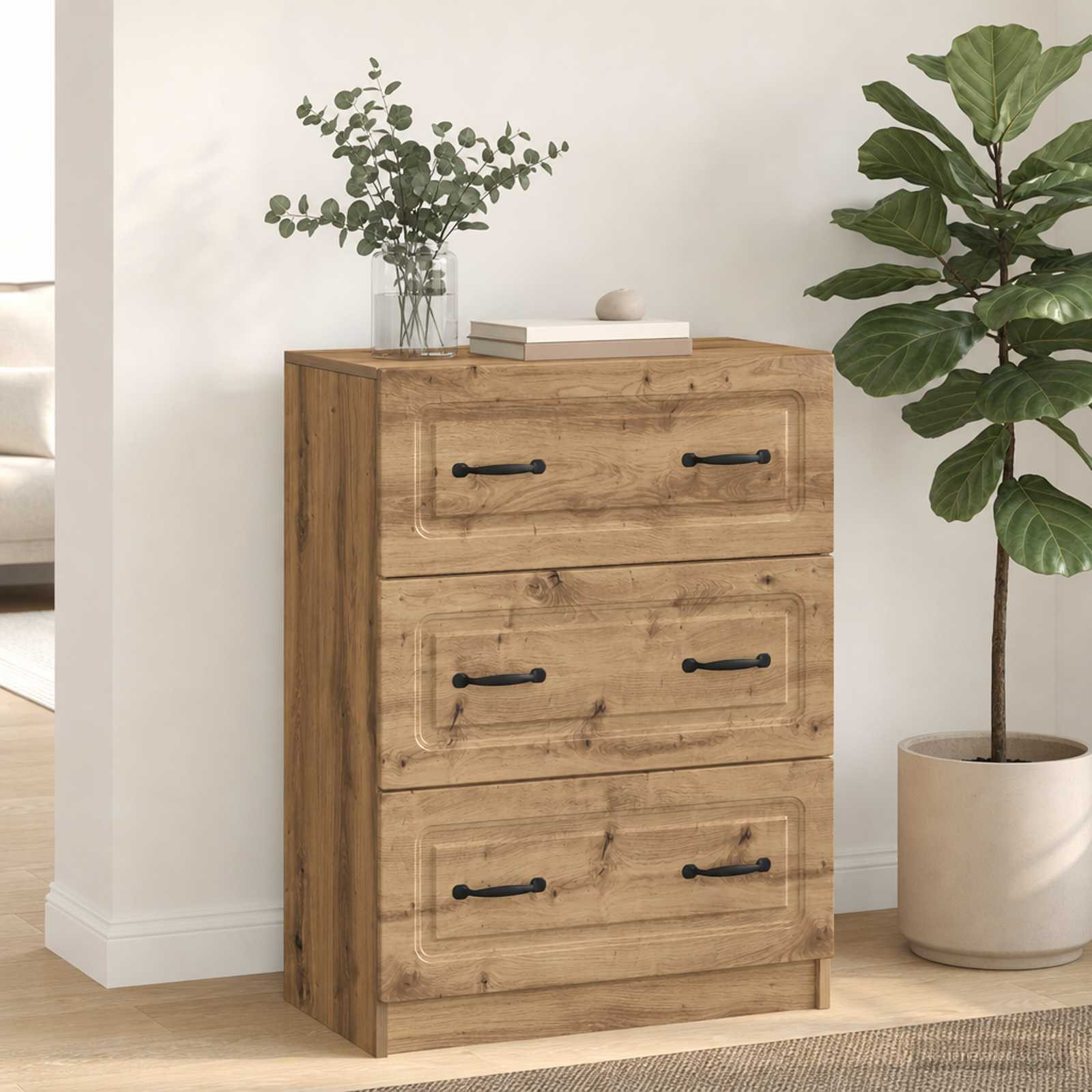 vidaXL Schubladenschrank 66 x 34,5 x 87 cm Holzwerkstoff Artisan-Eiche