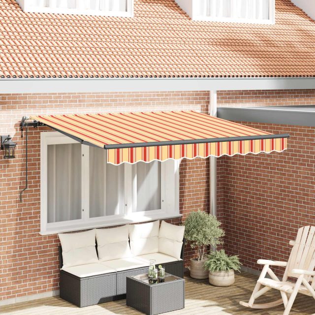 vidaXL Einziehbare Markise Gelb und Orange 250 x 200 cm Stoff