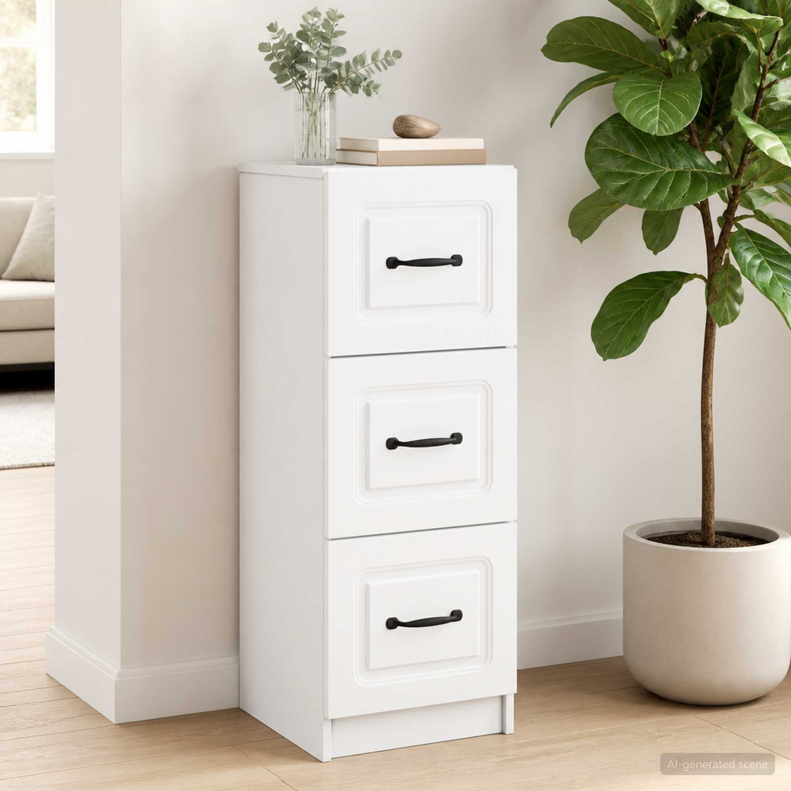 vidaXL Schubladenschrank Weiß 33 x 34,5 x 87 cm Holzwerkstoff