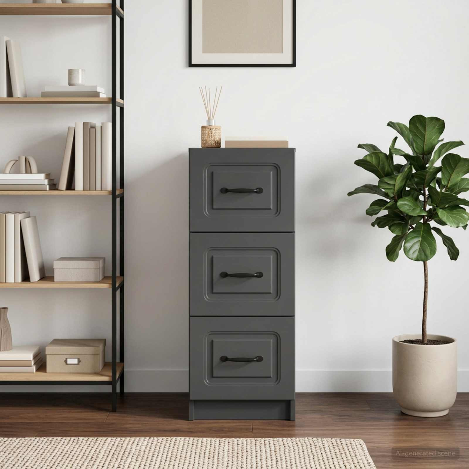 vidaXL Schubladenschrank Schwarz 33 x 34,5 x 87 cm Holzwerkstoff