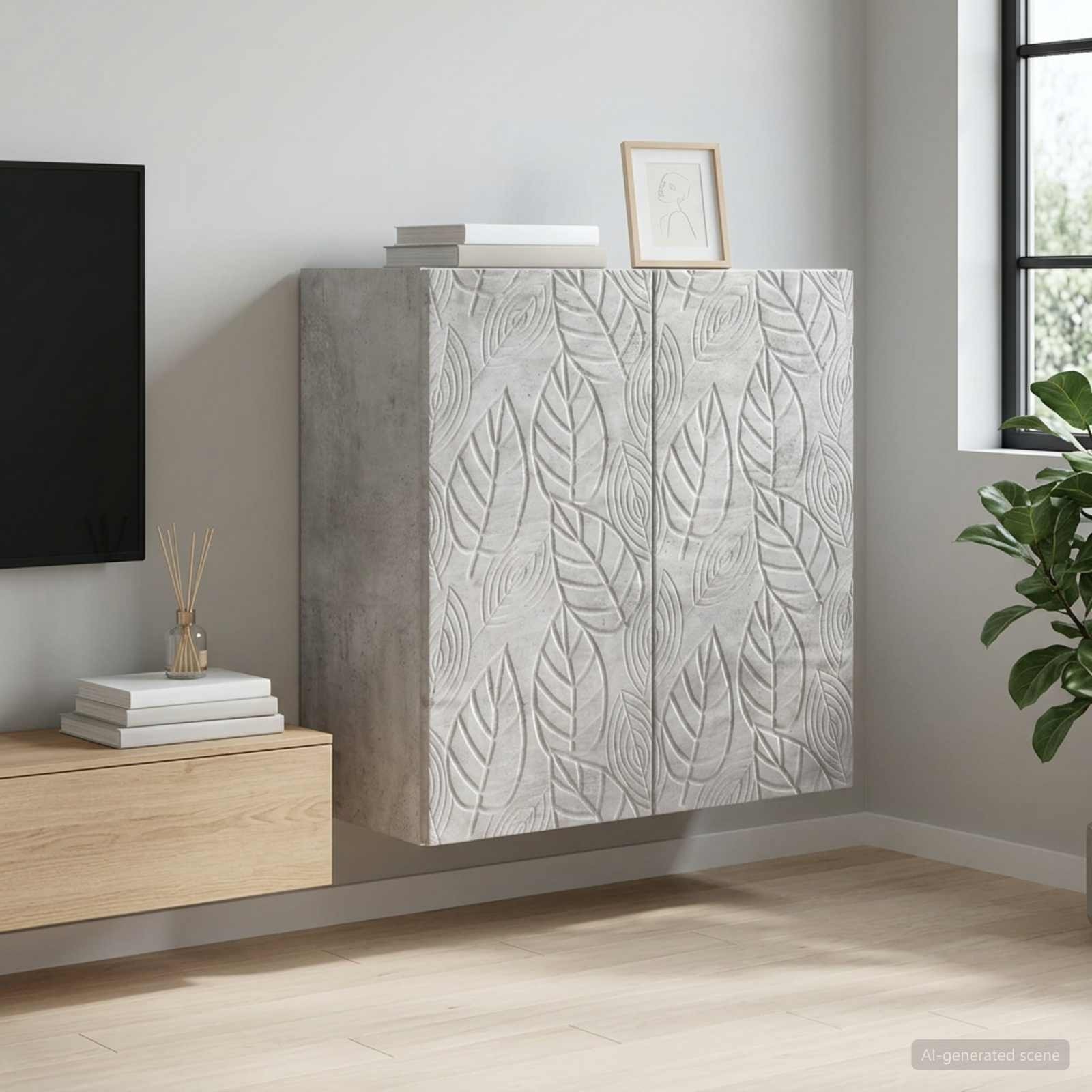 vidaXL Wandschrank Betongrau 59 x 31 x 60 cm Holzwerkstoff