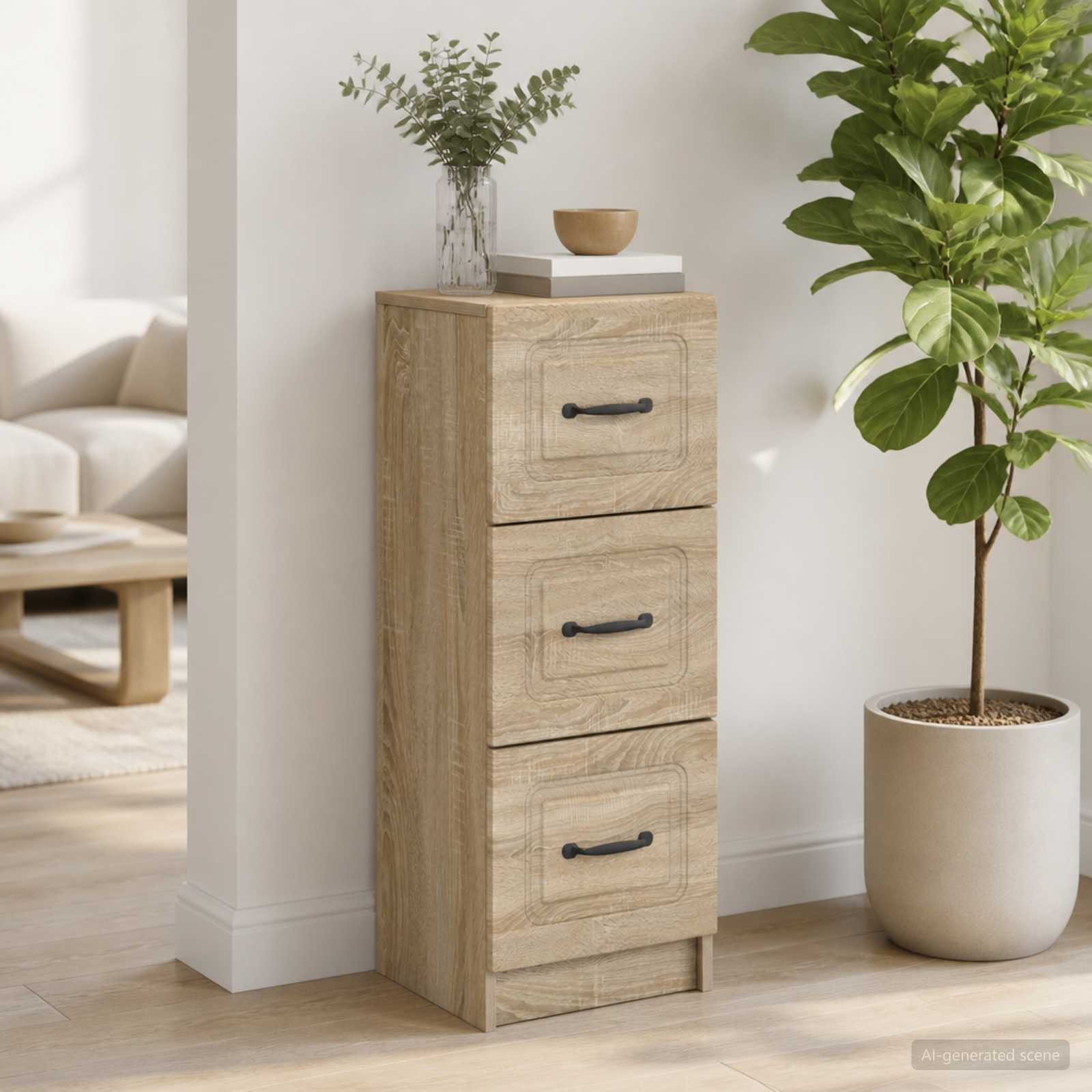 vidaXL Schubladenschrank Sonoma-Eiche 33 x 34,5 x 87 cm Holzwerkstoff