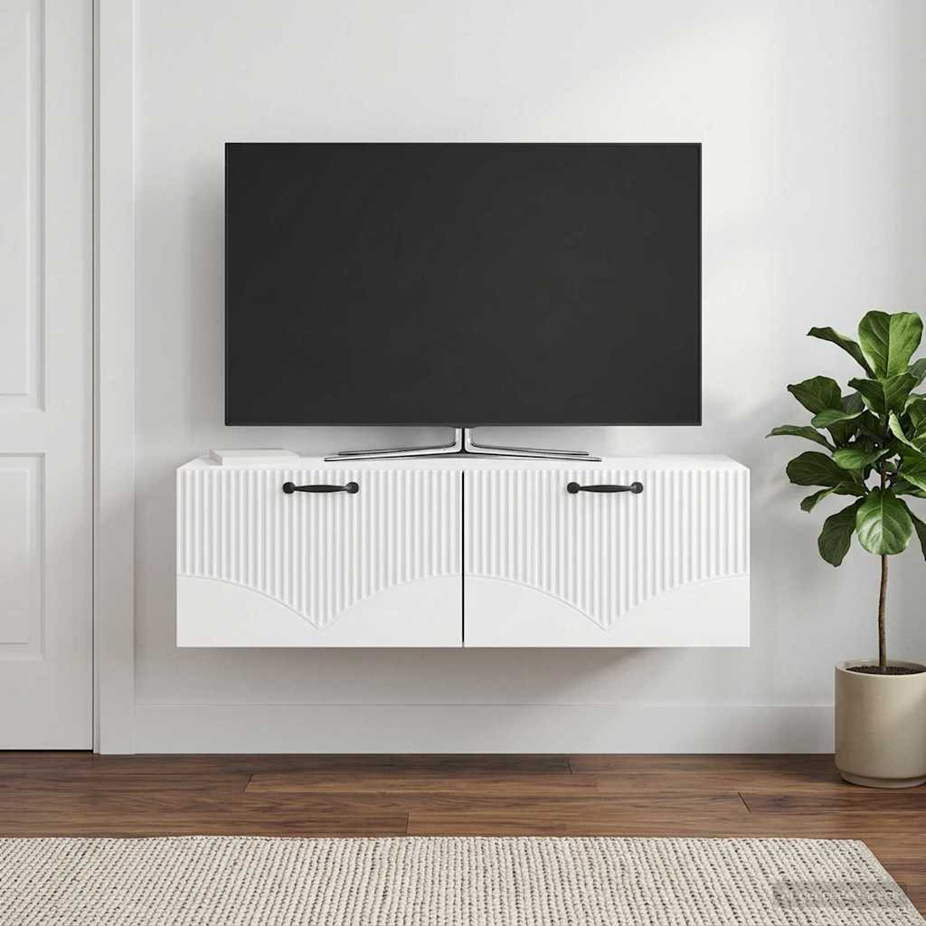 vidaXL Wandmontierter TV-Schrank Hochglanz Weiß 98 x 41 x 30 cm