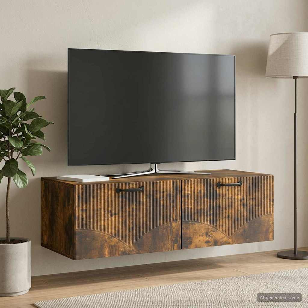 vidaXL Wandmontierter TV-Schrank Geräucherte Eiche 98 x 41 x 30 cm