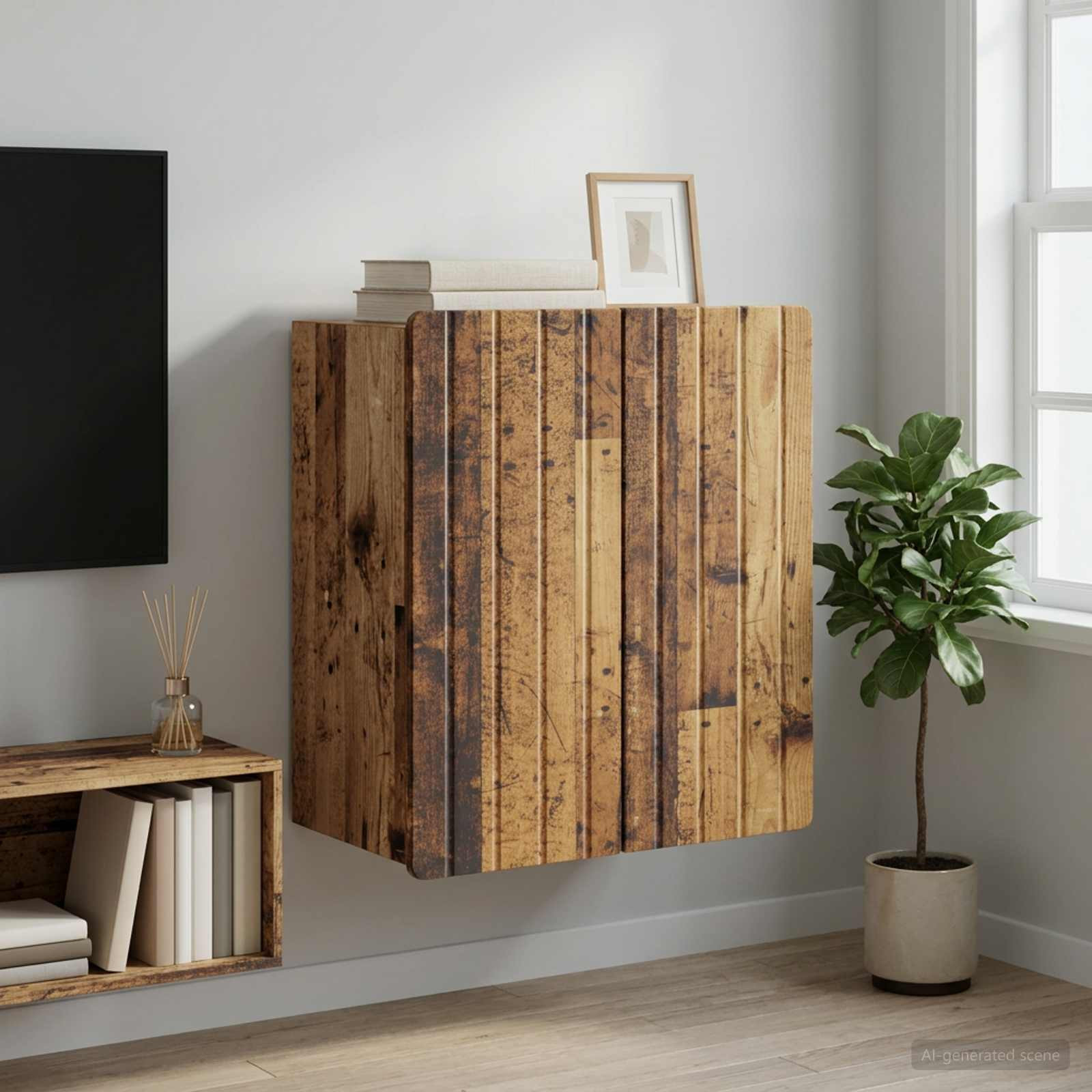 vidaXL Wandschrank Altholz 59 x 31 x 64 cm Holzwerkstoff