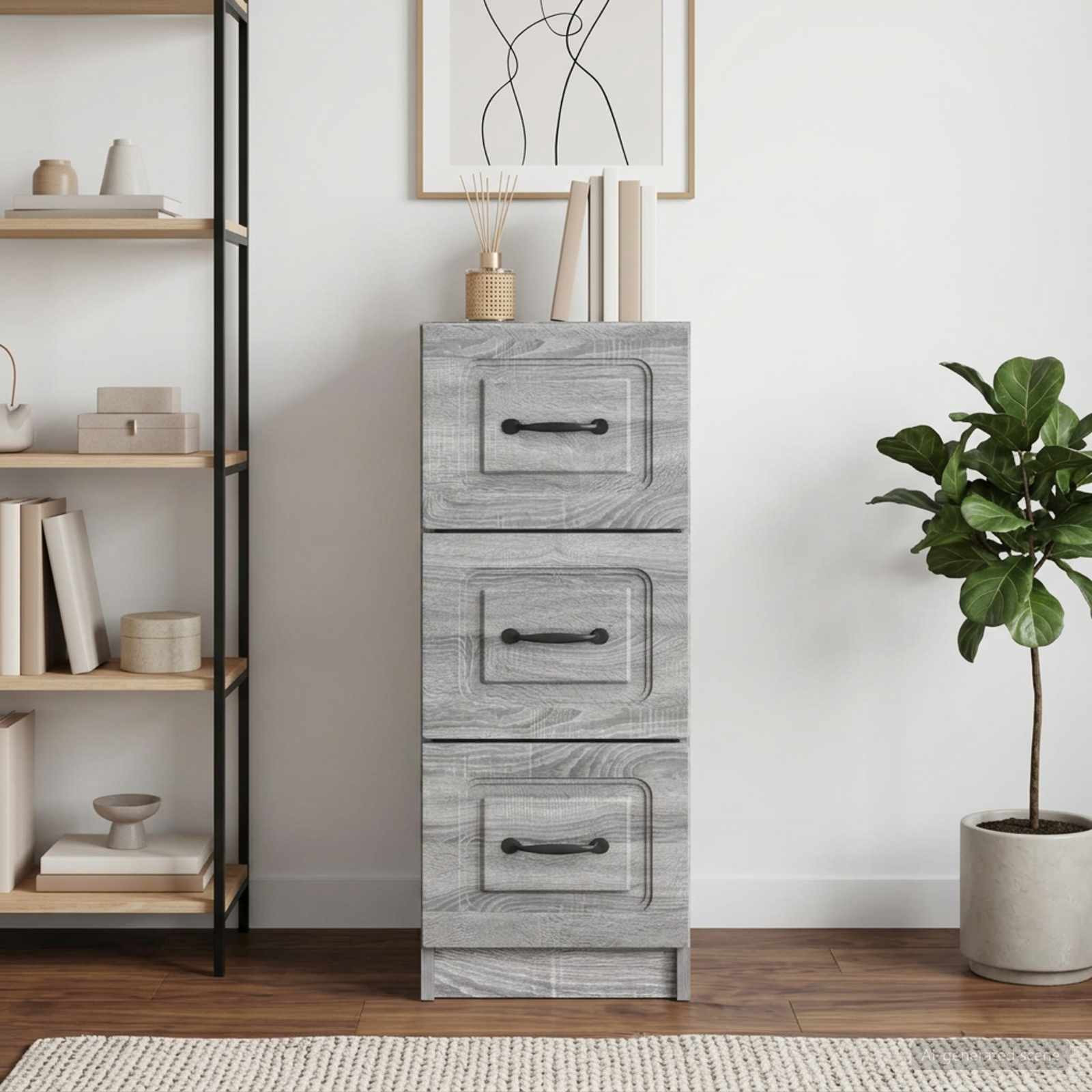 vidaXL Schubladenschrank Graues Sonoma 33 x 34,5 x 87 cm Holzwerkstoff